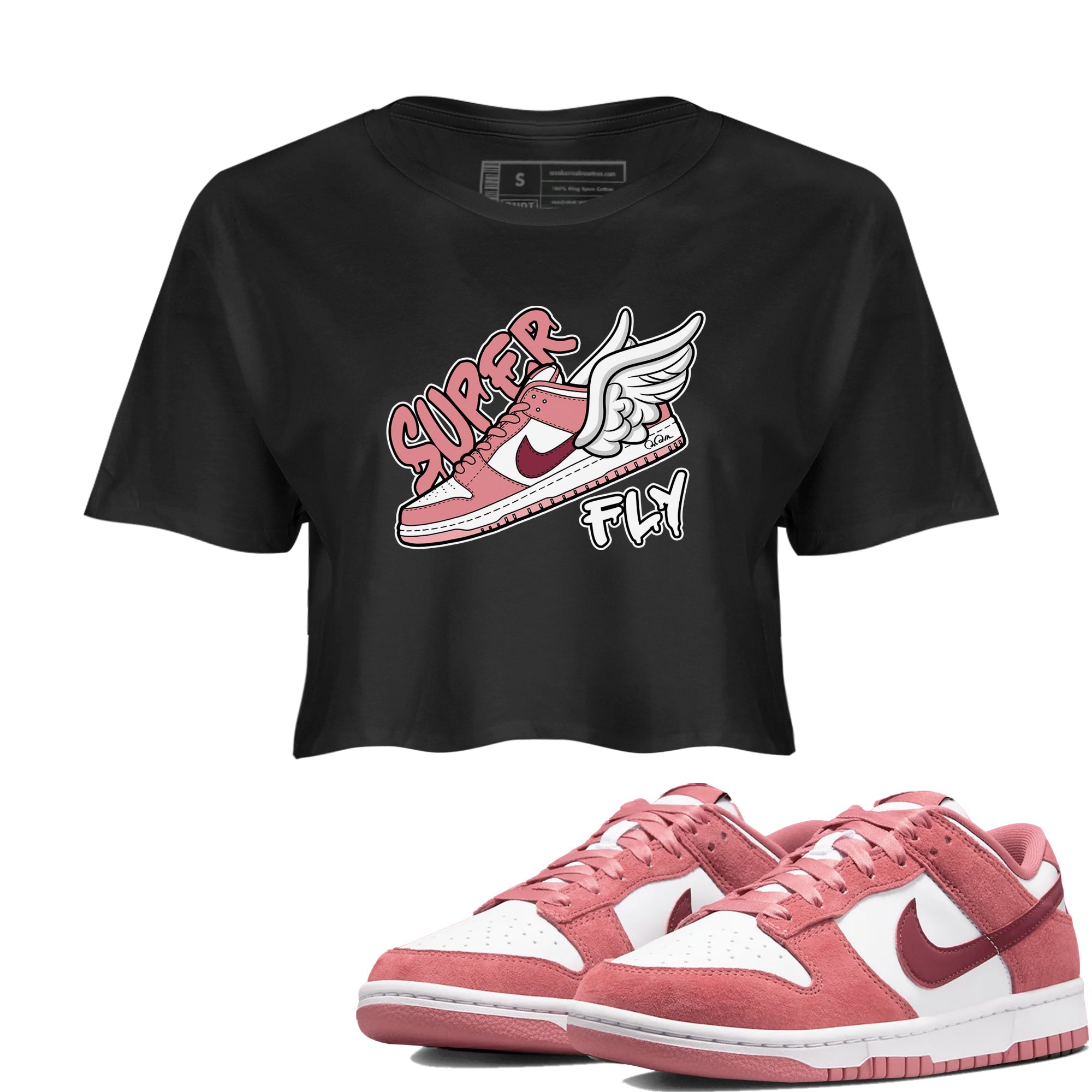 Dunk Valentines Day 2024 shirt to match jordans Super Fly sneaker tees Dunk Happy Valentines Day 2024 Drip Gear Zone Black 1 Crop T-Shirt