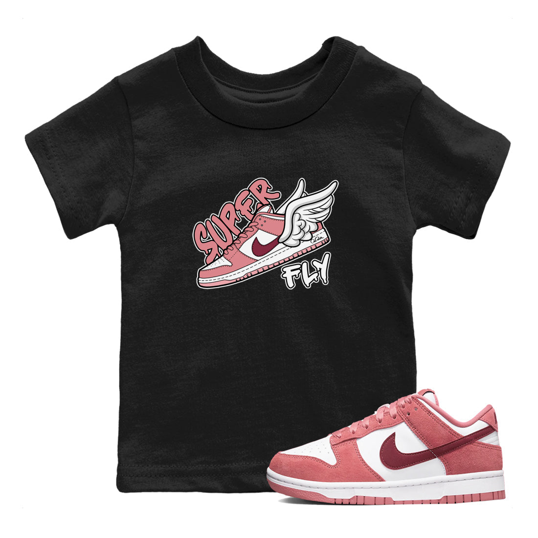 Dunk Valentines Day 2024 shirt to match jordans Super Fly sneaker tees Dunk Happy Valentines Day 2024 Drip Gear Zone Baby Toddler Black 1 T-Shirt
