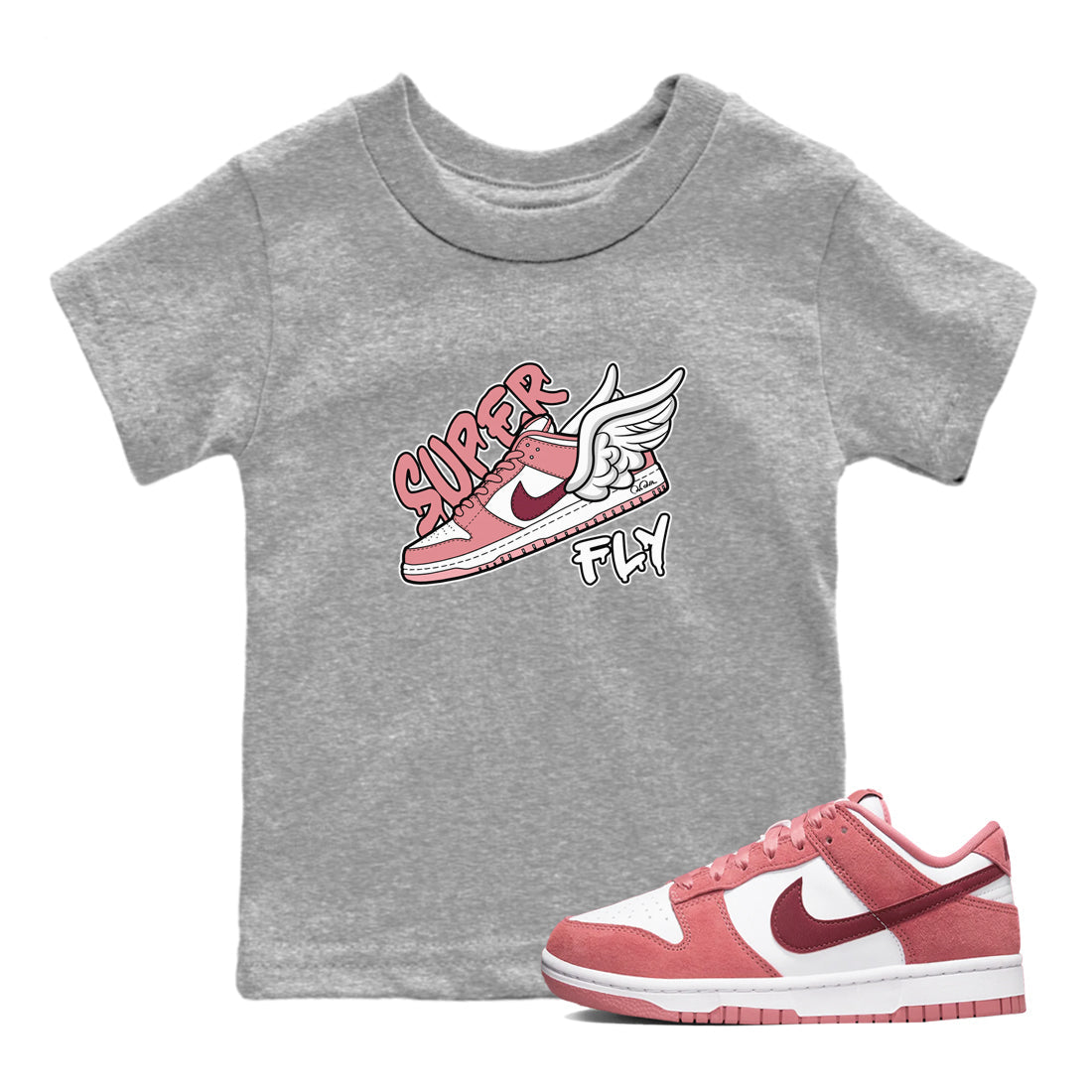 Dunk Valentines Day 2024 shirt to match jordans Super Fly sneaker tees Dunk Happy Valentines Day 2024 Drip Gear Zone Baby Toddler Heather Grey 1 T-Shirt