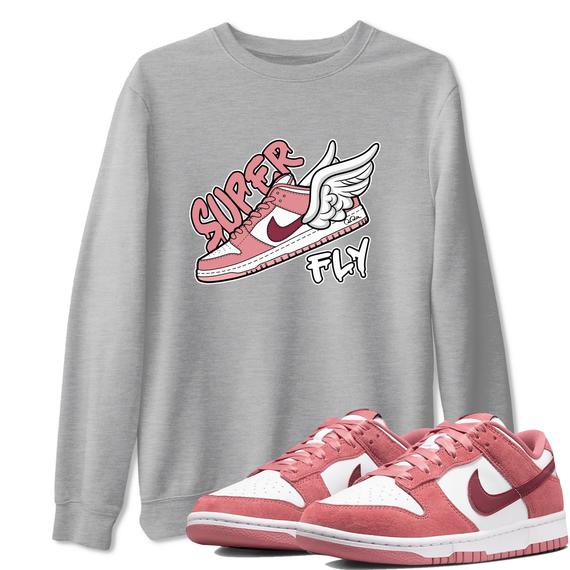 Dunk Valentines Day 2024 shirt to match jordans Super Fly sneaker tees Dunk Happy Valentines Day 2024 Drip Gear Zone Unisex Heather Grey 1 T-Shirt