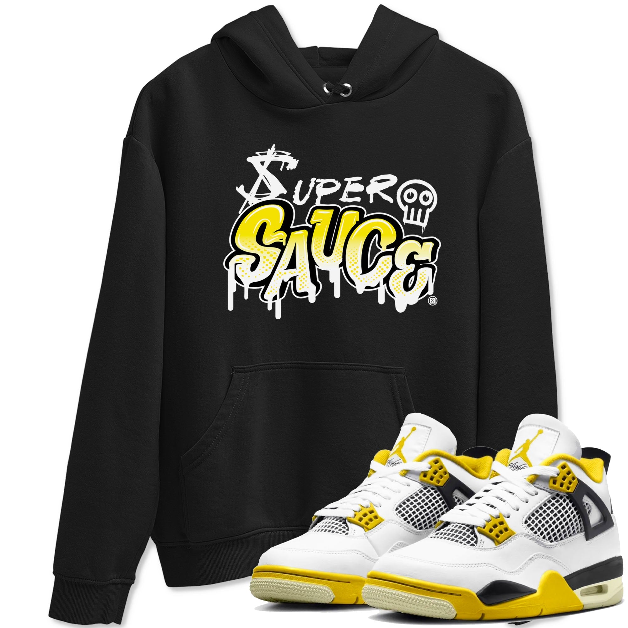 4s Vivid Sulfur shirt to match jordans Super Sauce sneaker tees Air Jordan 4 Vivid Sulfur Drip Gear Zone unisex cotton Black 1 crew neck shirt