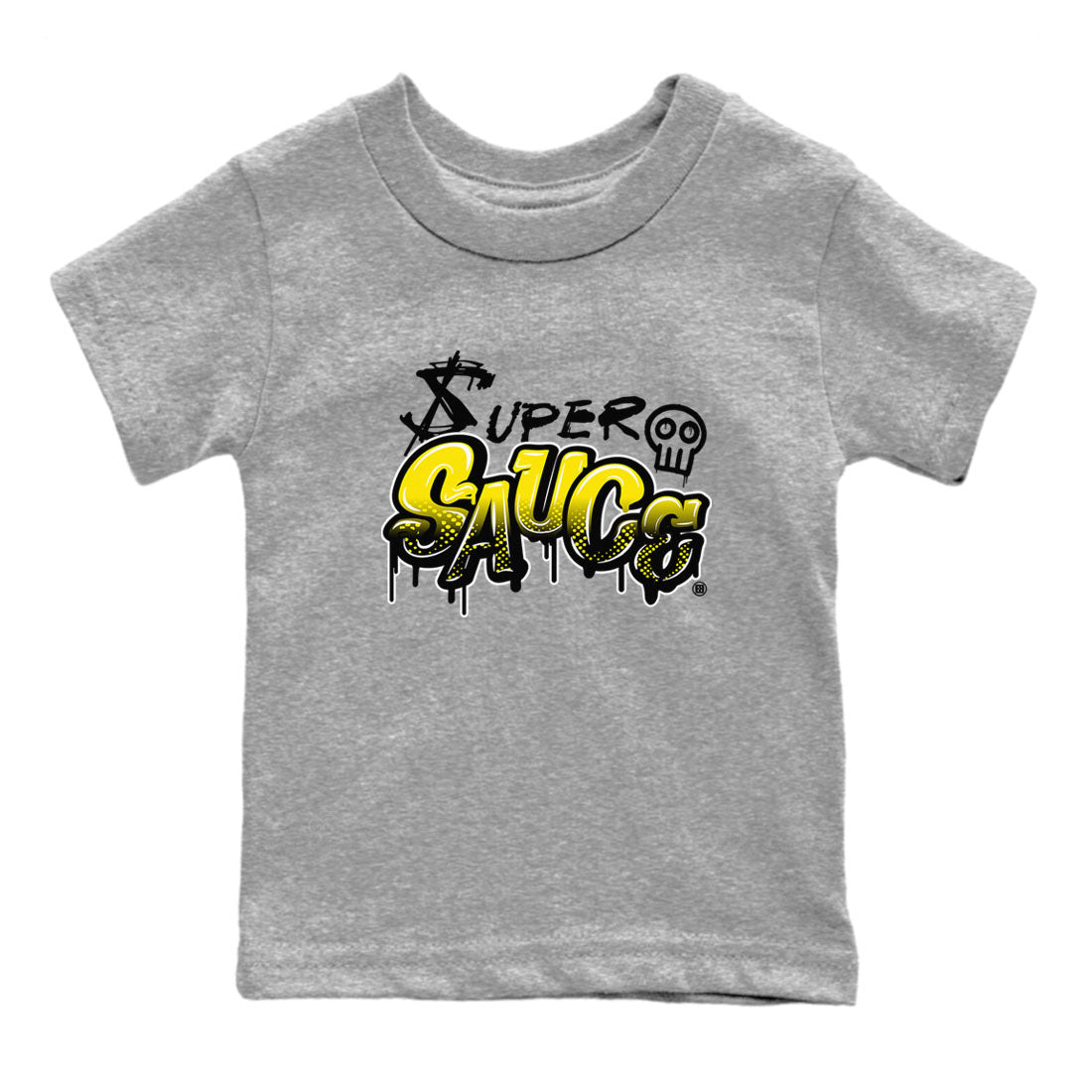 4s Vivid Sulfur shirt to match jordans Super Sauce sneaker tees Air Jordan 4 Vivid Sulfur Drip Gear Zone baby toddler Heather Grey 2 cotton Shirt