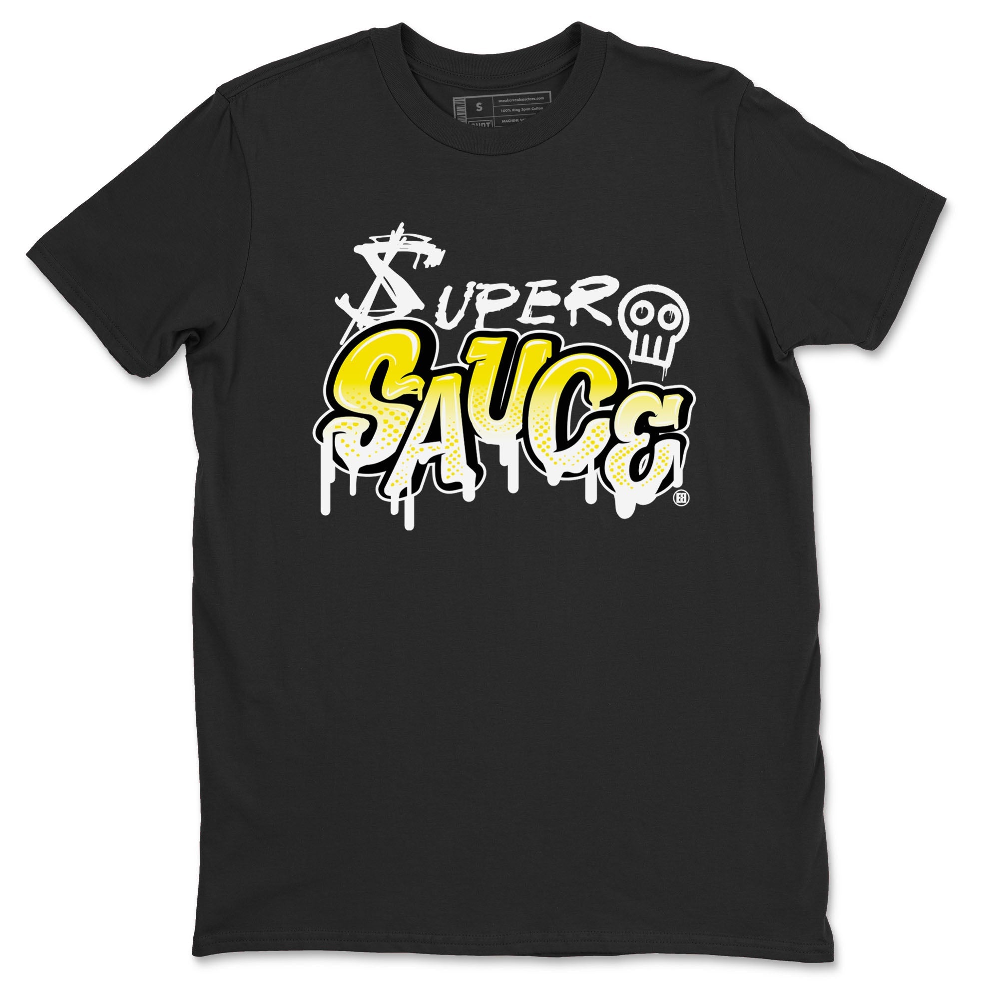 4s Vivid Sulfur shirt to match jordans Super Sauce sneaker tees Air Jordan 4 Vivid Sulfur Drip Gear Zone unisex cotton Black 2 crew neck shirt