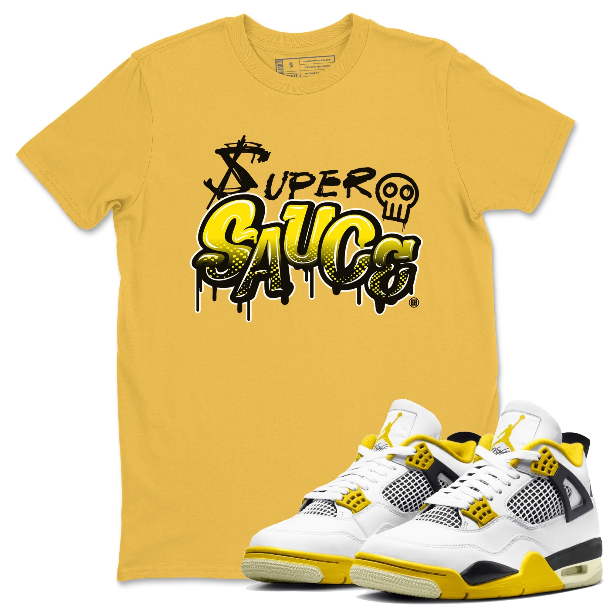 4s Vivid Sulfur shirt to match jordans Super Sauce sneaker tees Air Jordan 4 Vivid Sulfur Drip Gear Zone unisex cotton Daisy 1 crew neck shirt