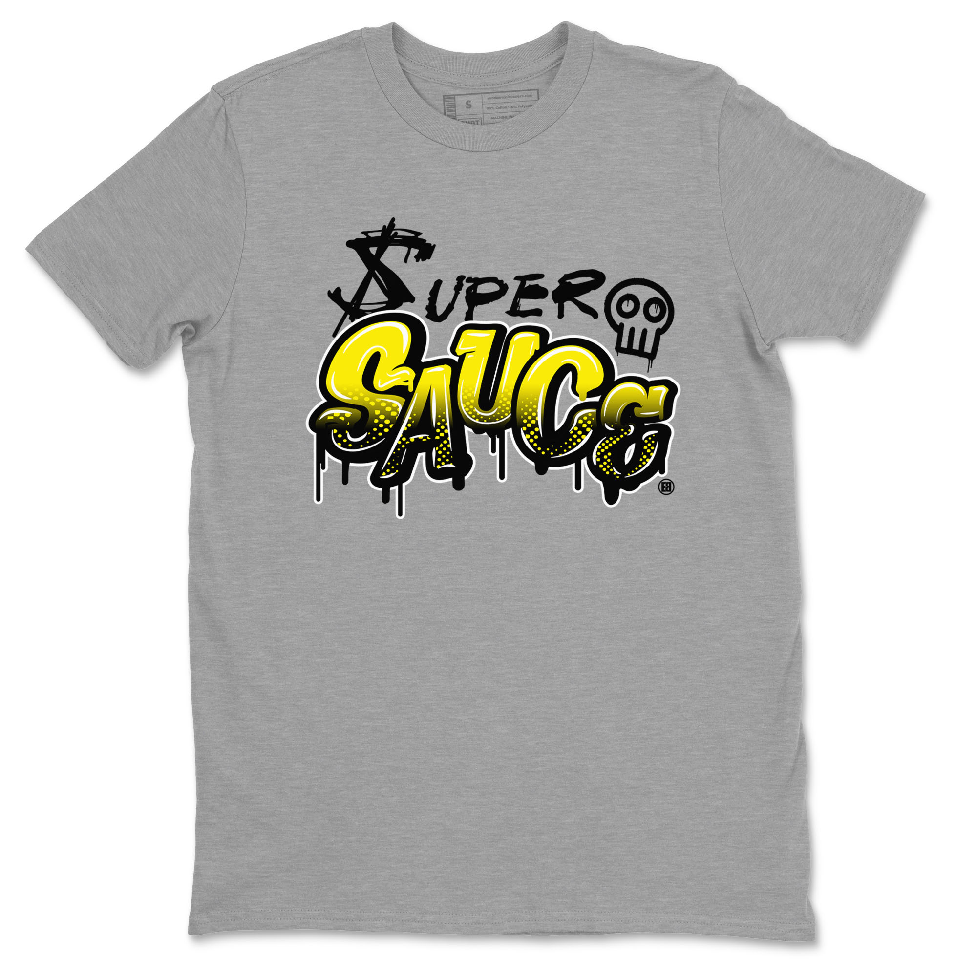4s Vivid Sulfur shirt to match jordans Super Sauce sneaker tees Air Jordan 4 Vivid Sulfur Drip Gear Zone unisex cotton Heather Grey 2 crew neck shirt