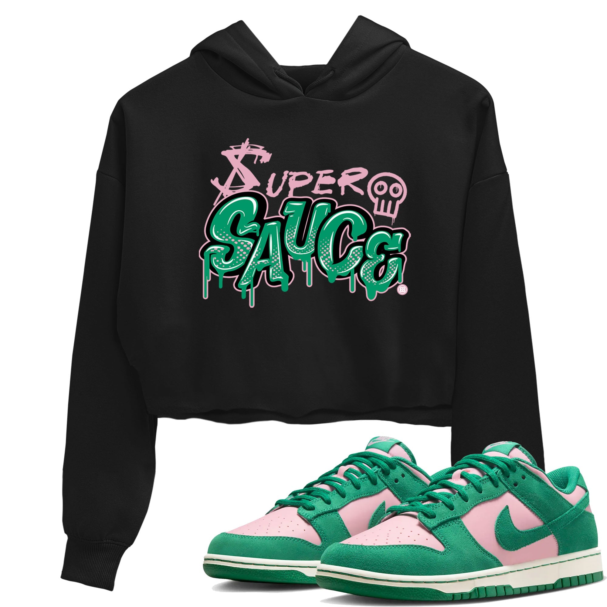 Dunk Low Medium Soft Pink Malachite shirt to match jordans Super Sauce sneaker tees Dunks Medium Soft Pink Malachite Streetwear Brand Streetwear Brand Drip Gear Zone Black 1 crop length shirt