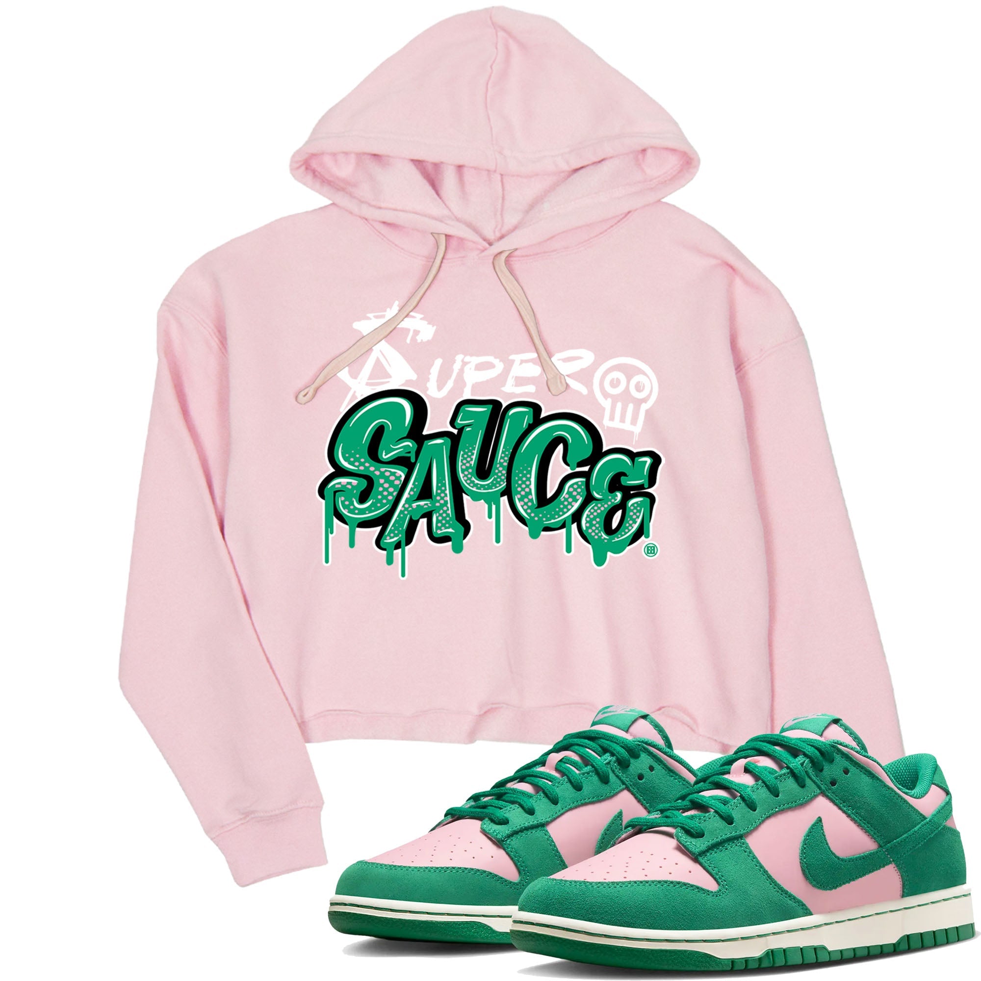 Dunk Low Medium Soft Pink Malachite shirt to match jordans Super Sauce sneaker tees Dunks Medium Soft Pink Malachite Streetwear Brand Drip Gear Zone Pink 1 crop length shirt