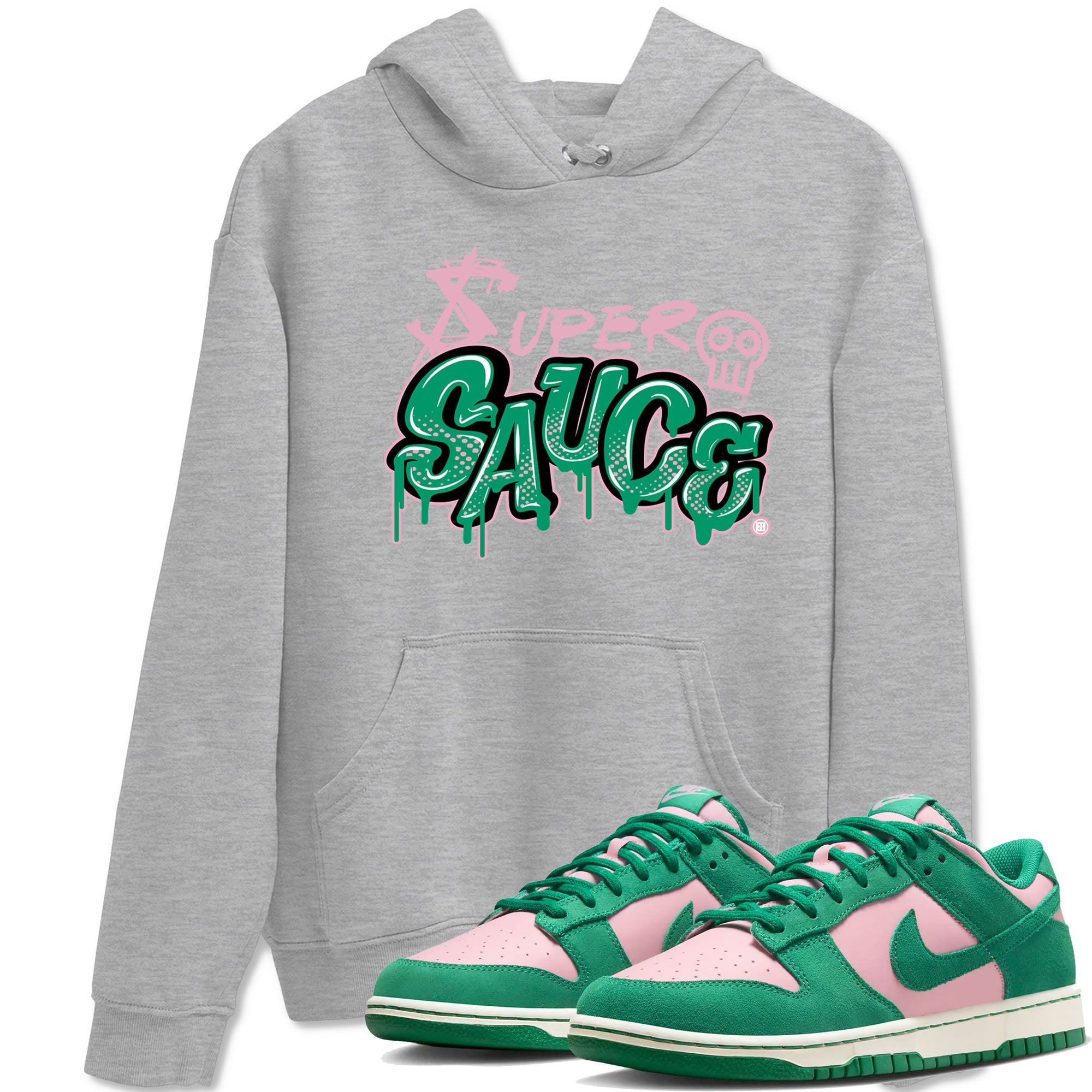 Dunk Low Medium Soft Pink Malachite shirt to match jordans Super Sauce sneaker tees Dunks Medium Soft Pink Malachite Streetwear Brand Drip Gear Zone unisex cotton Heather Grey 1 crew neck shirt
