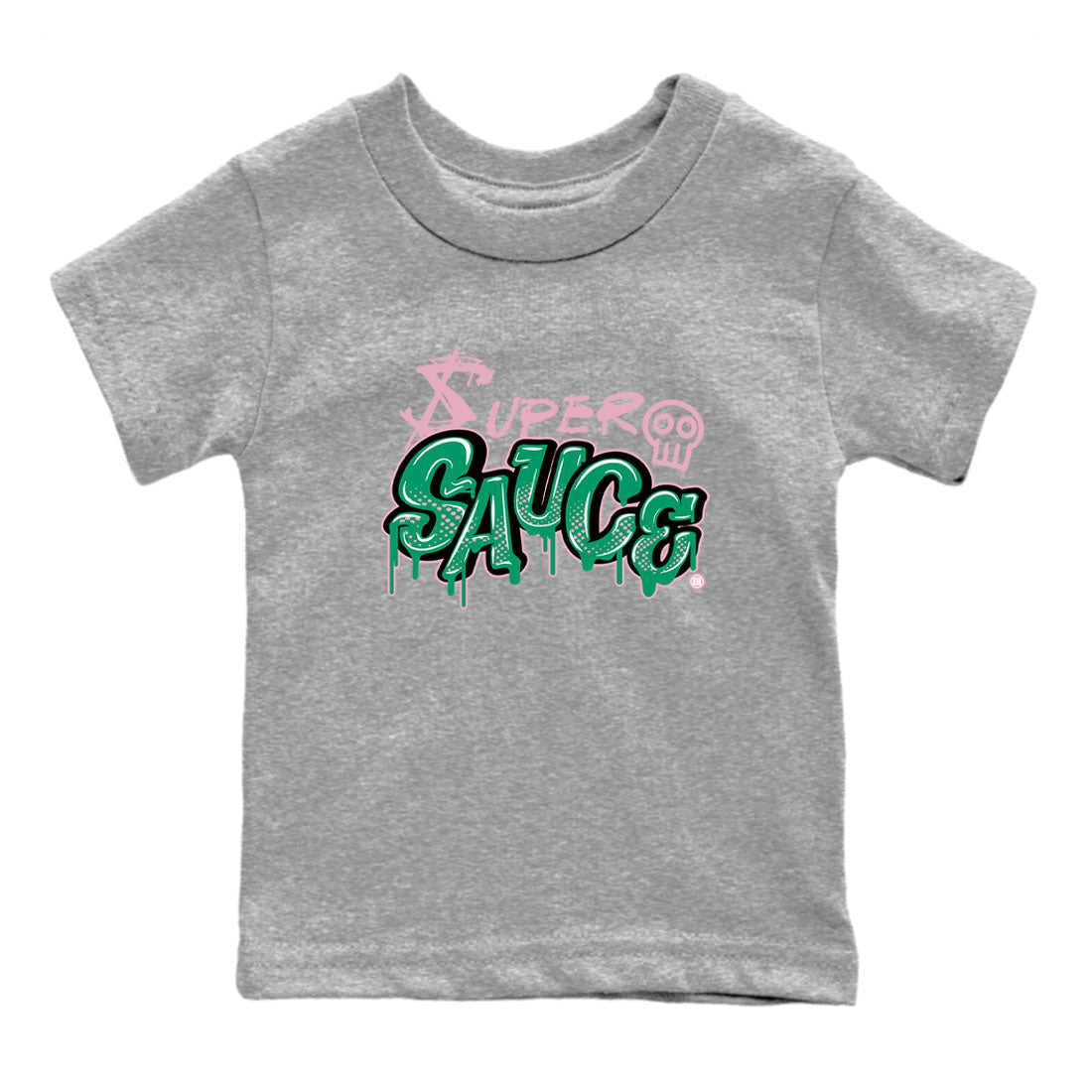 Dunk Low Medium Soft Pink Malachite shirt to match jordans Super Sauce sneaker tees Dunks Medium Soft Pink Malachite Streetwear Brand Drip Gear Zone baby toddler Heather Grey 2 cotton Shirt