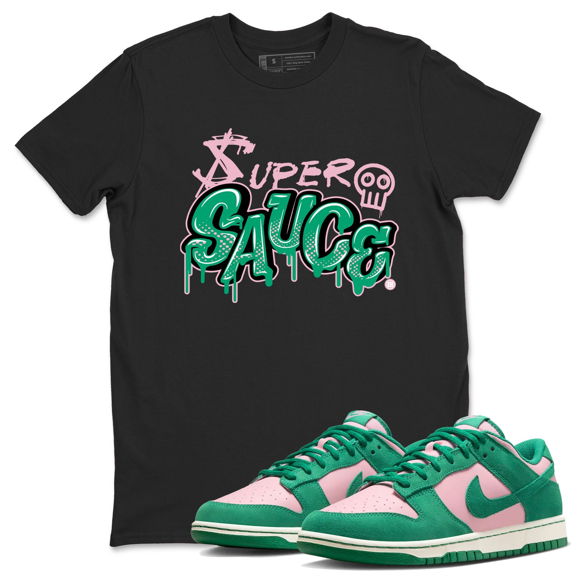Dunk Low Medium Soft Pink Malachite shirt to match jordans Super Sauce sneaker tees Dunks Medium Soft Pink Malachite Streetwear Brand Drip Gear Zone unisex cotton Black 1 crew neck shirt