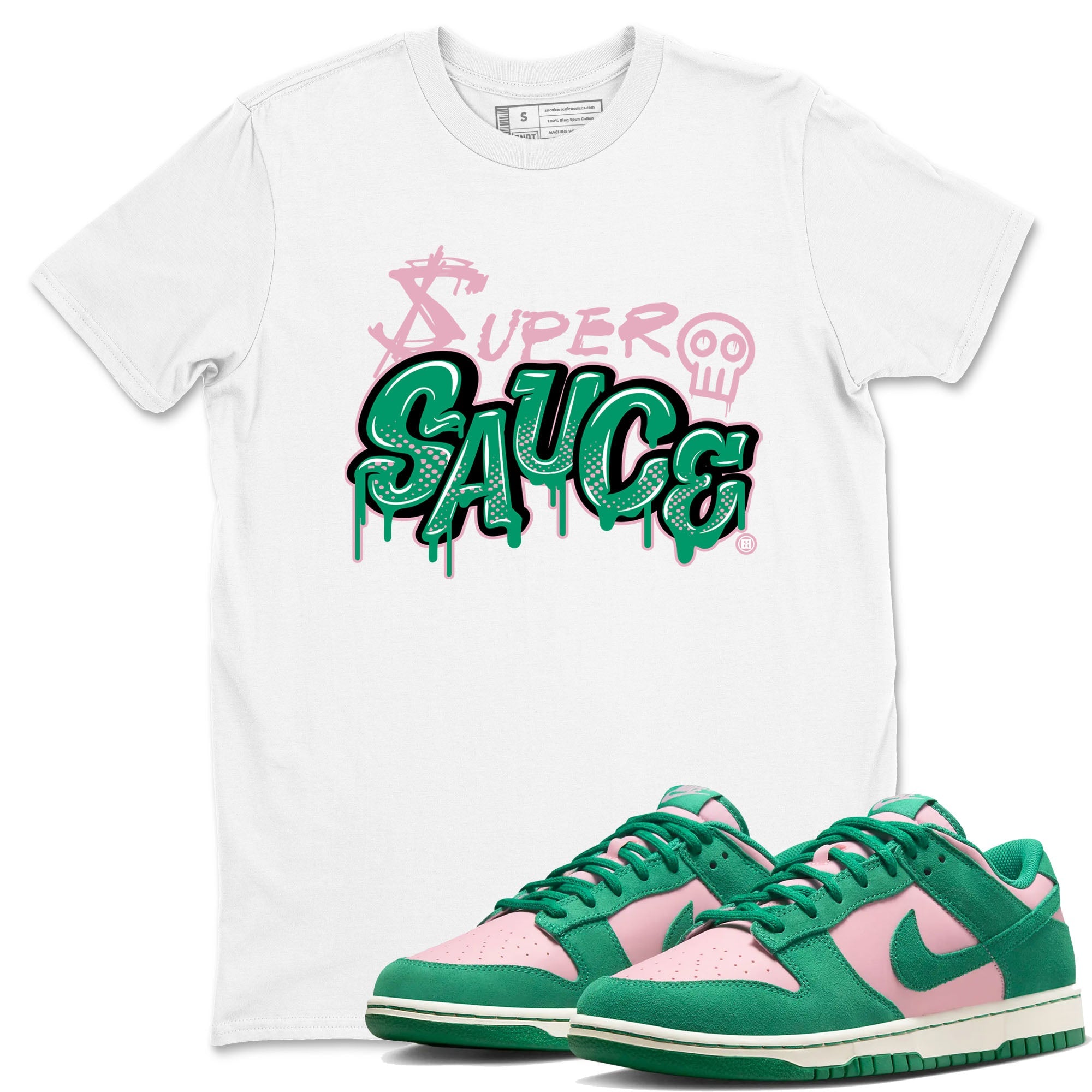 Dunk Low Medium Soft Pink Malachite shirt to match jordans Super Sauce sneaker tees Dunks Medium Soft Pink Malachite Streetwear Brand Drip Gear Zone unisex cotton White 1 crew neck shirt