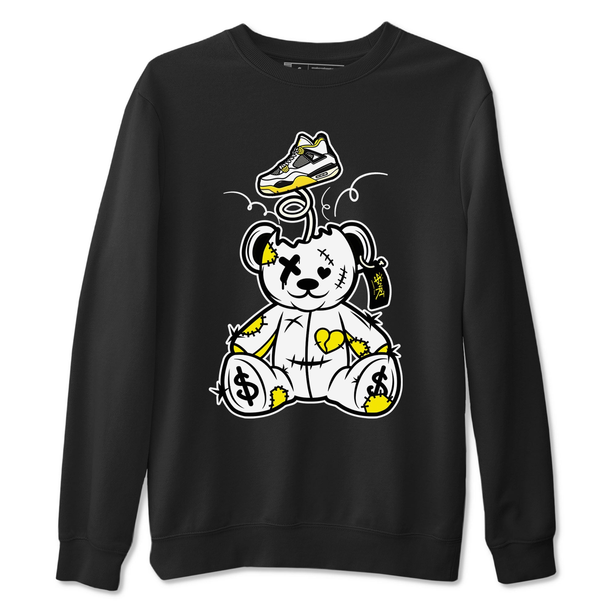 Air Jordan 4 Retro Vivid Sulfur shirt to match jordans Surprise Teddy Bear sneaker tees 4s Vivid Sulfur Drip Gear Zone unisex cotton Black 2 crew neck shirt