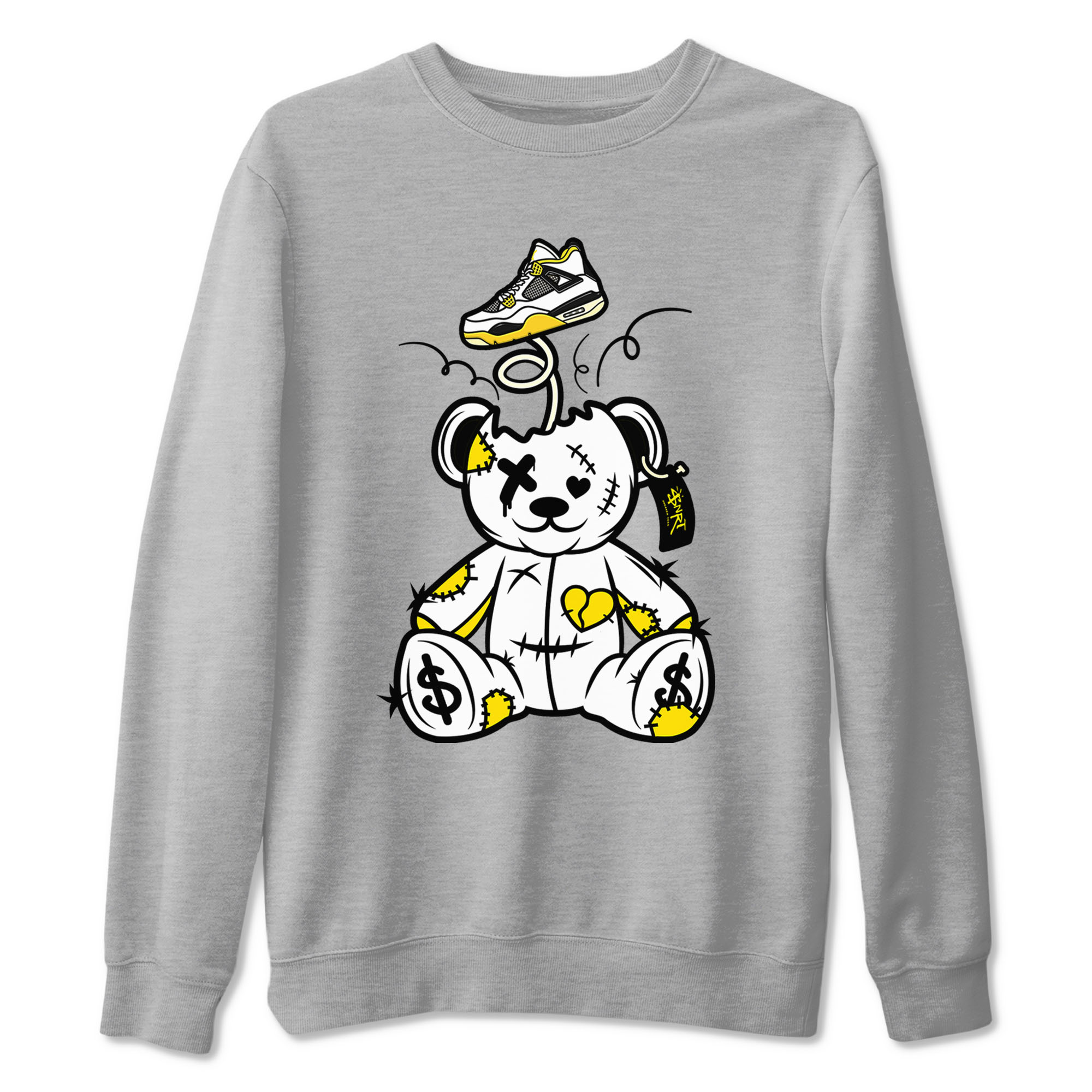 Air Jordan 4 Retro Vivid Sulfur shirt to match jordans Surprise Teddy Bear sneaker tees 4s Vivid Sulfur Drip Gear Zone unisex cotton Heather Grey 2 crew neck shirt