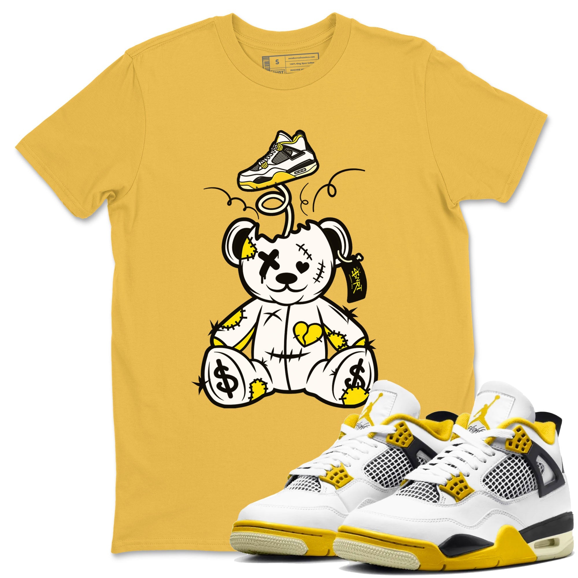 Air Jordan 4 Retro Vivid Sulfur shirt to match jordans Surprise Teddy Bear sneaker tees 4s Vivid Sulfur Drip Gear Zone unisex cotton Daisy 1 crew neck shirt