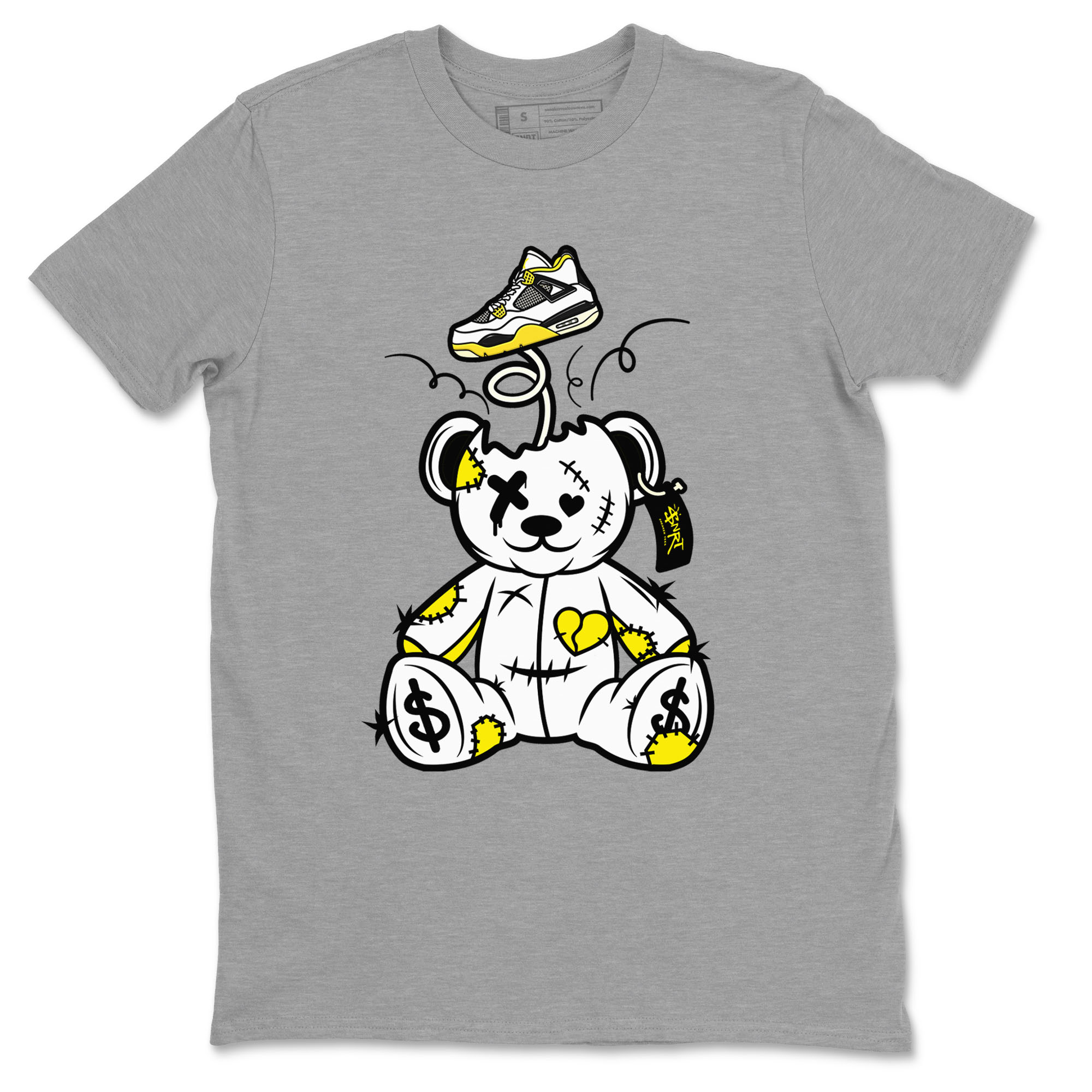 Air Jordan 4 Retro Vivid Sulfur shirt to match jordans Surprise Teddy Bear sneaker tees 4s Vivid Sulfur Drip Gear Zone unisex cotton Heather Grey 2 crew neck shirt