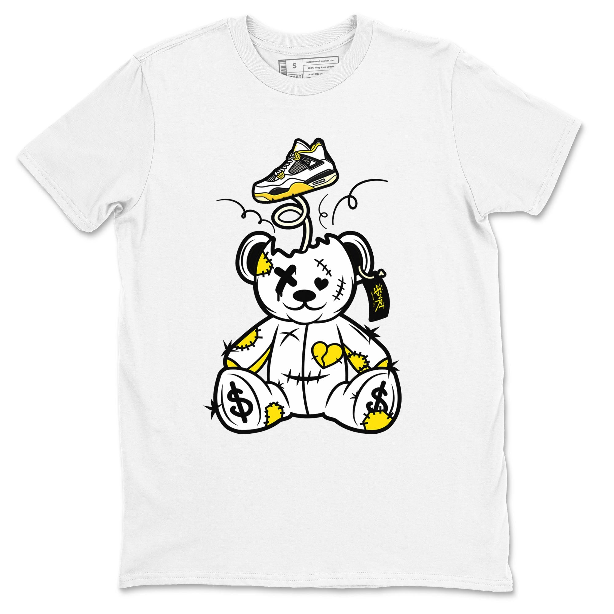 Air Jordan 4 Retro Vivid Sulfur shirt to match jordans Surprise Teddy Bear sneaker tees 4s Vivid Sulfur Drip Gear Zone unisex cotton White 2 crew neck shirt