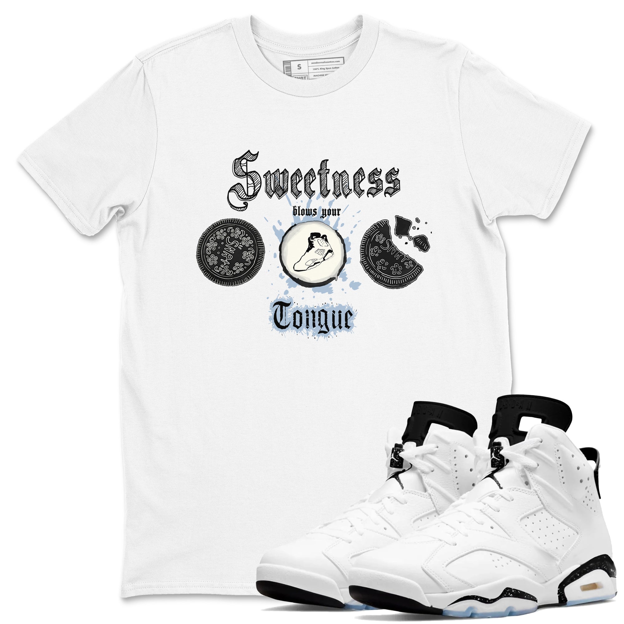 Air Jordan 6 White Black shirts to match jordans Sweetness Blows Your Tongue sneaker match tees Air Jordan 6 White Black Drip Gear Zone unisex cotton White 1 crew neck shirt