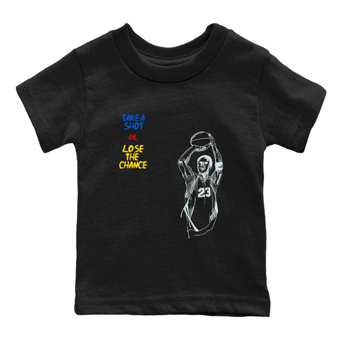 1s Travis Scott Canary shirts to match jordans Take A Shot sneaker match tees Air Jordan 1 Travis Scott Canary Drip Gear Zone Youth Baby Black 2 crew neck shirts