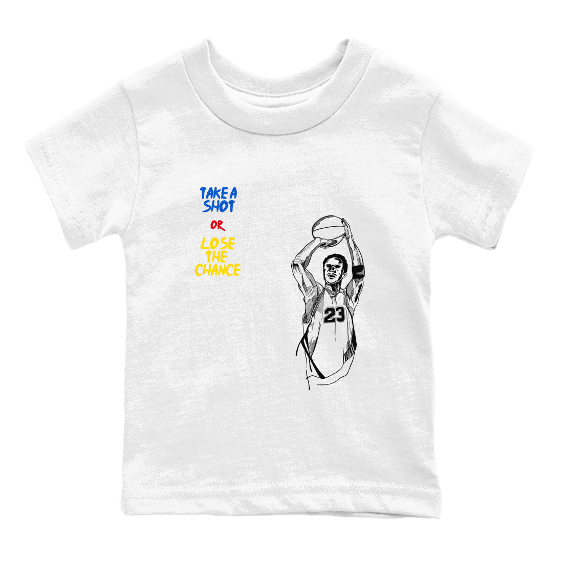 1s Travis Scott Canary shirts to match jordans Take A Shot sneaker match tees Air Jordan 1 Travis Scott Canary Drip Gear Zone Youth Baby White 2 crew neck shirts