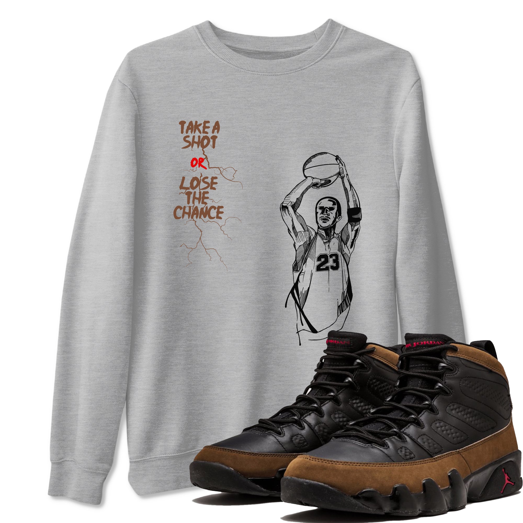 9s Olive shirts to match jordans Take A Shot sneaker match tees Air Jordan 9 Olive match shoes to clothes Drip Gear Zone unisex cotton Heather Grey 1 shirts