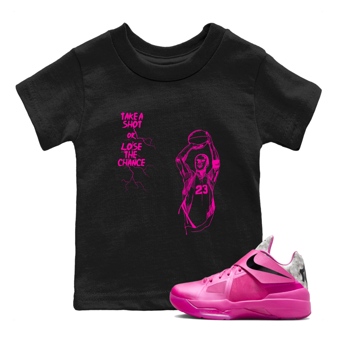 Nike KD 4 Retro Aunt Pearl shirts to match jordans Take A Shot sneaker match tees Nike KD 4 Aunt Pearl match shoes to clothes Drip Gear Zone Youth Baby Black 1 tee