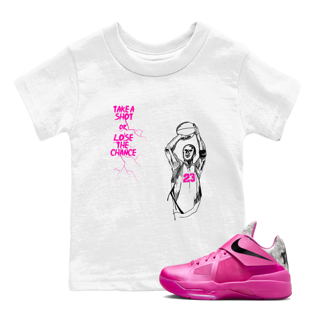 Nike KD 4 Retro Aunt Pearl shirts to match jordans Take A Shot sneaker match tees Nike KD 4 Aunt Pearl match shoes to clothes Drip Gear Zone Youth Baby White 1 tee