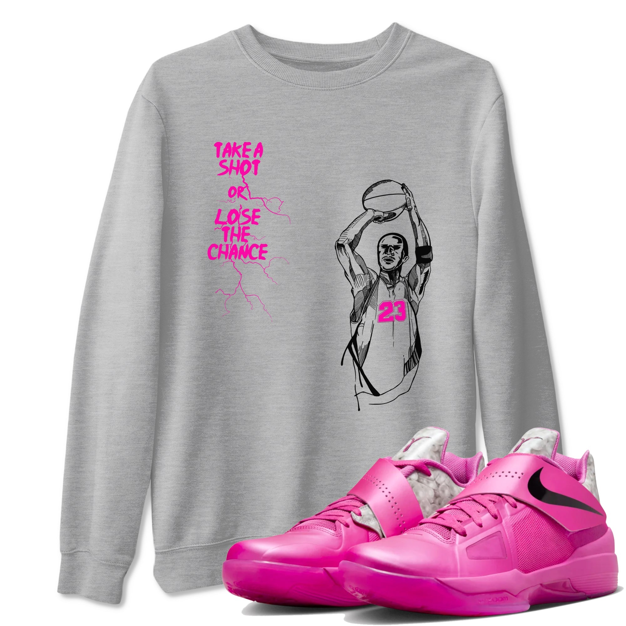 Nike KD 4 Retro Aunt Pearl shirts to match jordans Take A Shot sneaker match tees Nike KD 4 Aunt Pearl match shoes to clothes Drip Gear Zone unisex cotton Heather Grey 1 shirts
