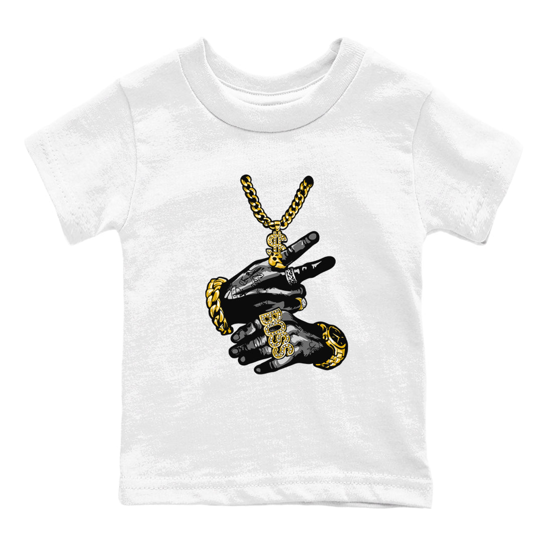 Air Jordan 1 High OG Black Metallic Gold shirts to match jordans Tatto Hands sneaker match tees Air Jordan 1 Retrp Black Metallic Gold Sneaker Shirts Drip Gear Zone streetwear brand Baby and Youth White 2 cotton tee