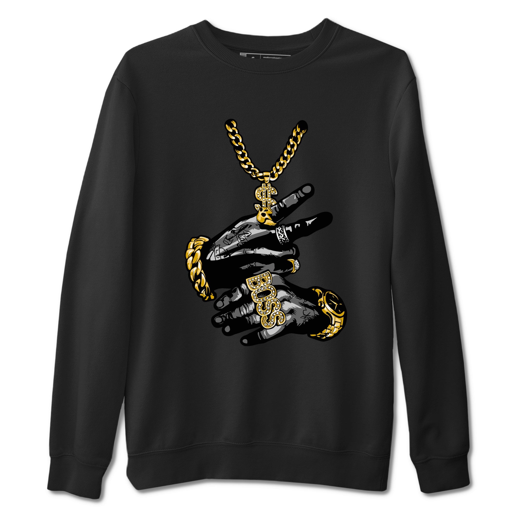 Air Jordan 1 High OG Black Metallic Gold shirts to match jordans Tatto Hands sneaker match tees Air Jordan 1 Retrp Black Metallic Gold Sneaker Shirts Drip Gear Zone streetwear brand Black 2 unisex cotton tee