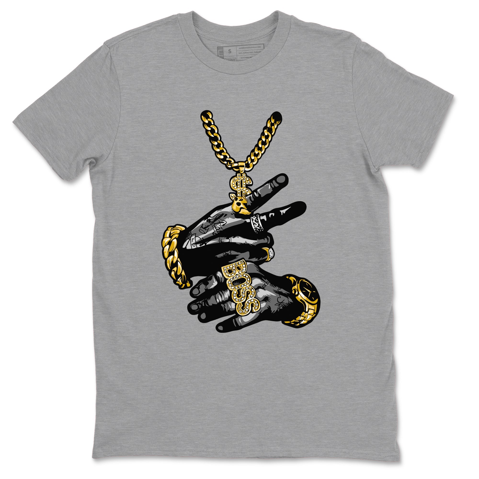 Air Jordan 1 High OG Black Metallic Gold shirts to match jordans Tatto Hands sneaker match tees Air Jordan 1 Retrp Black Metallic Gold Sneaker Shirts Drip Gear Zone streetwear brand Heather Grey 2 unisex cotton tee