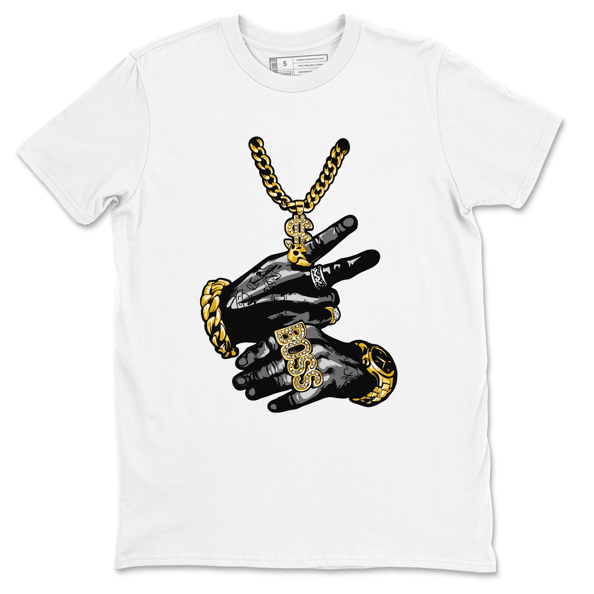 Air Jordan 1 High OG Black Metallic Gold shirts to match jordans Tatto Hands sneaker match tees Air Jordan 1 Retrp Black Metallic Gold Sneaker Shirts Drip Gear Zone streetwear brand White 2 unisex cotton tee