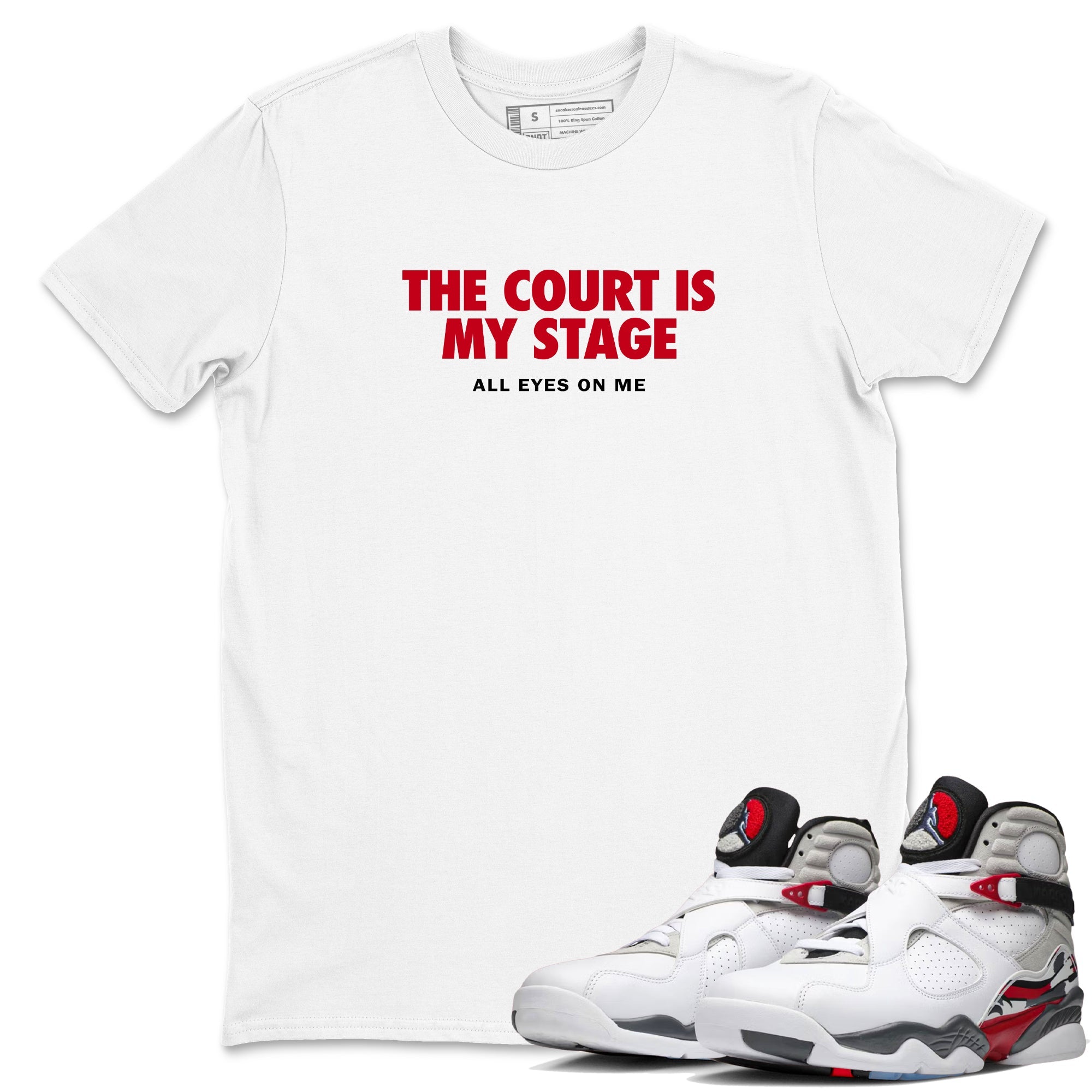 Sneaker Threads  Basketball Graphic T shirt Air Jordan 8 Bunny  The Court Is My Stage Graphic Tee White 1. Perfect for Jordan releases 2025 colorways.