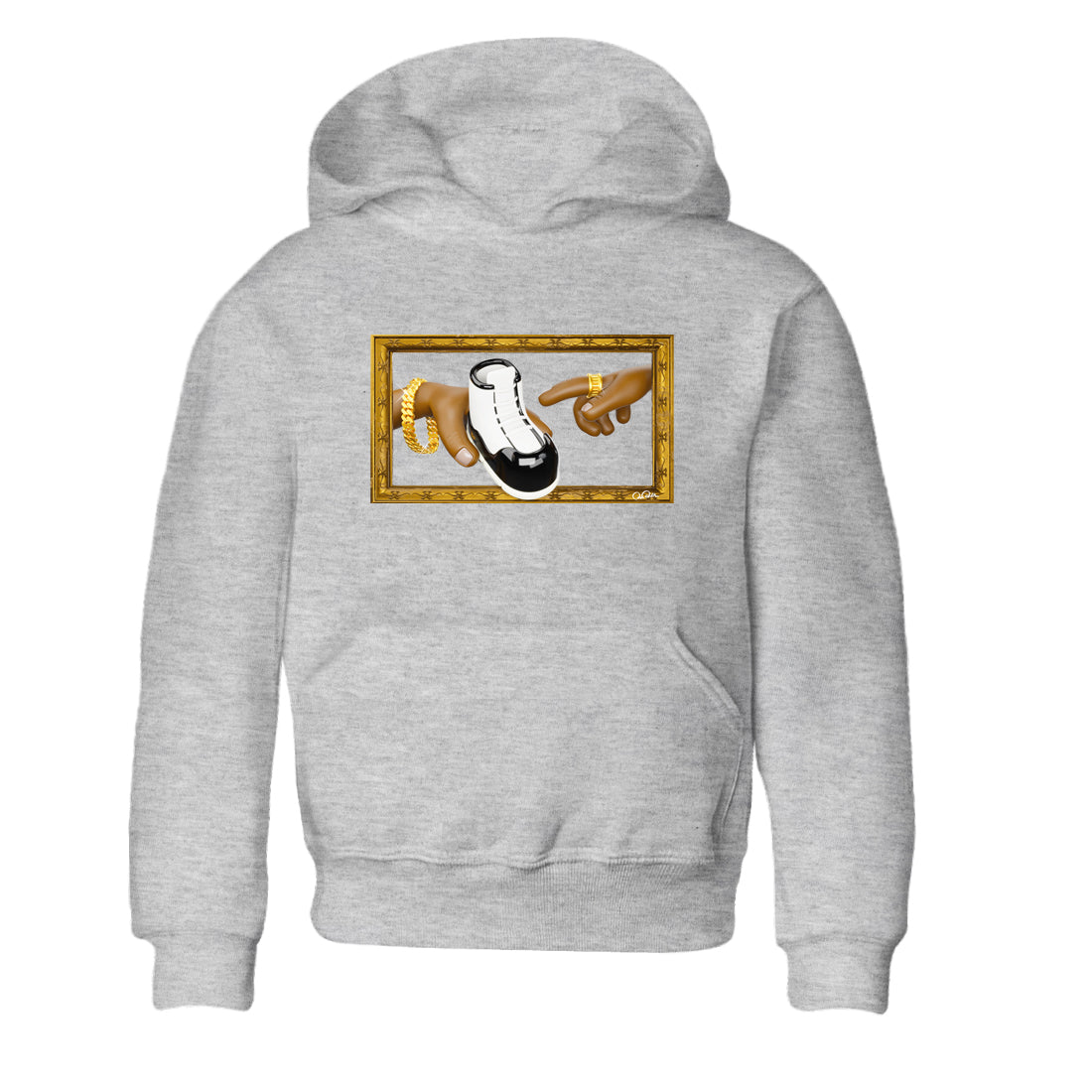 Air Jordan 11 Gratitude shirt to match jordans The Creation Of Adam sneaker tees AJ11 Gratitude Drip Gear Zone Baby Toddler Heather Grey 2 T-Shirt