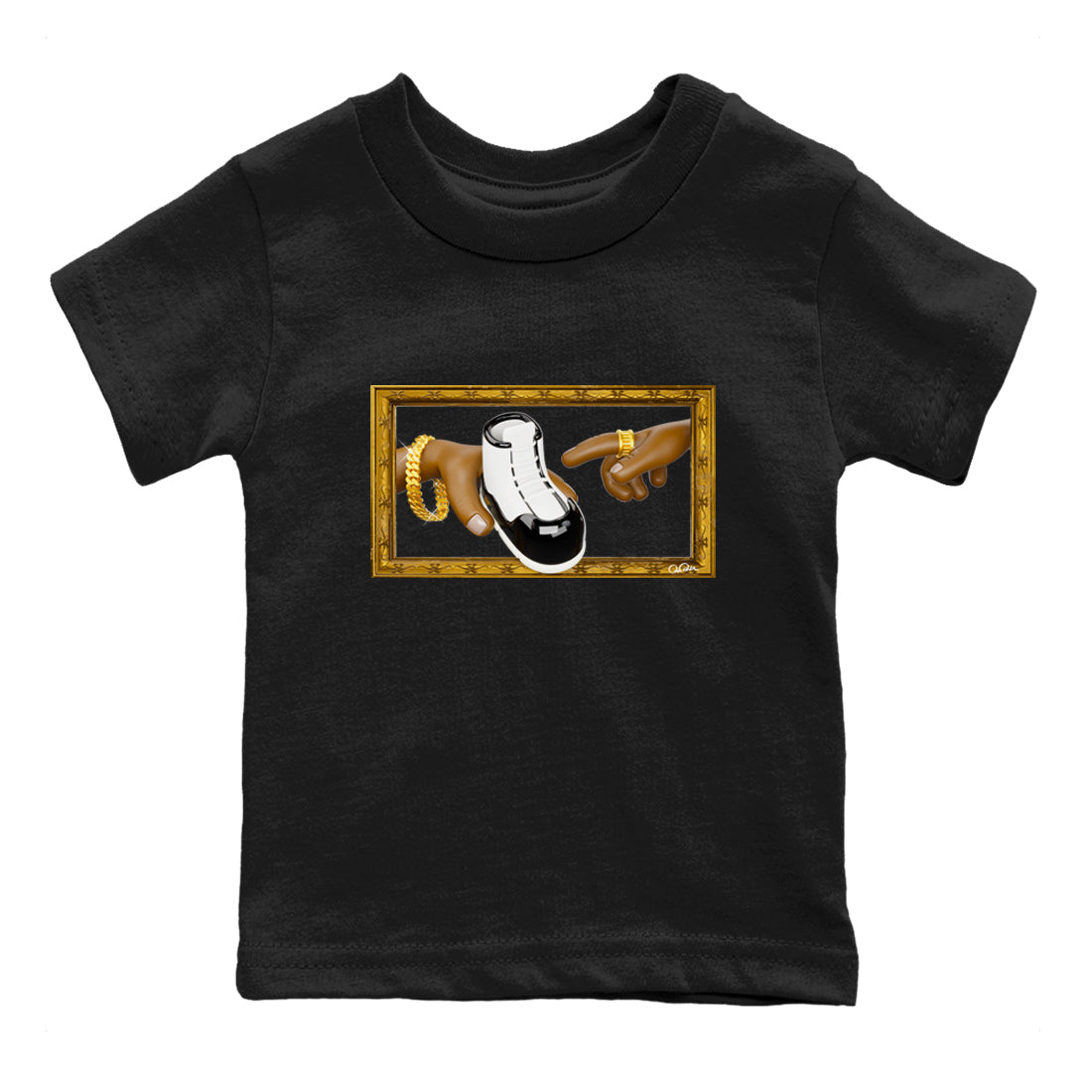 Air Jordan 11 Gratitude shirt to match jordans The Creation Of Adam sneaker tees AJ11 Gratitude Drip Gear Zone Baby Toddler Black 2 T-Shirt