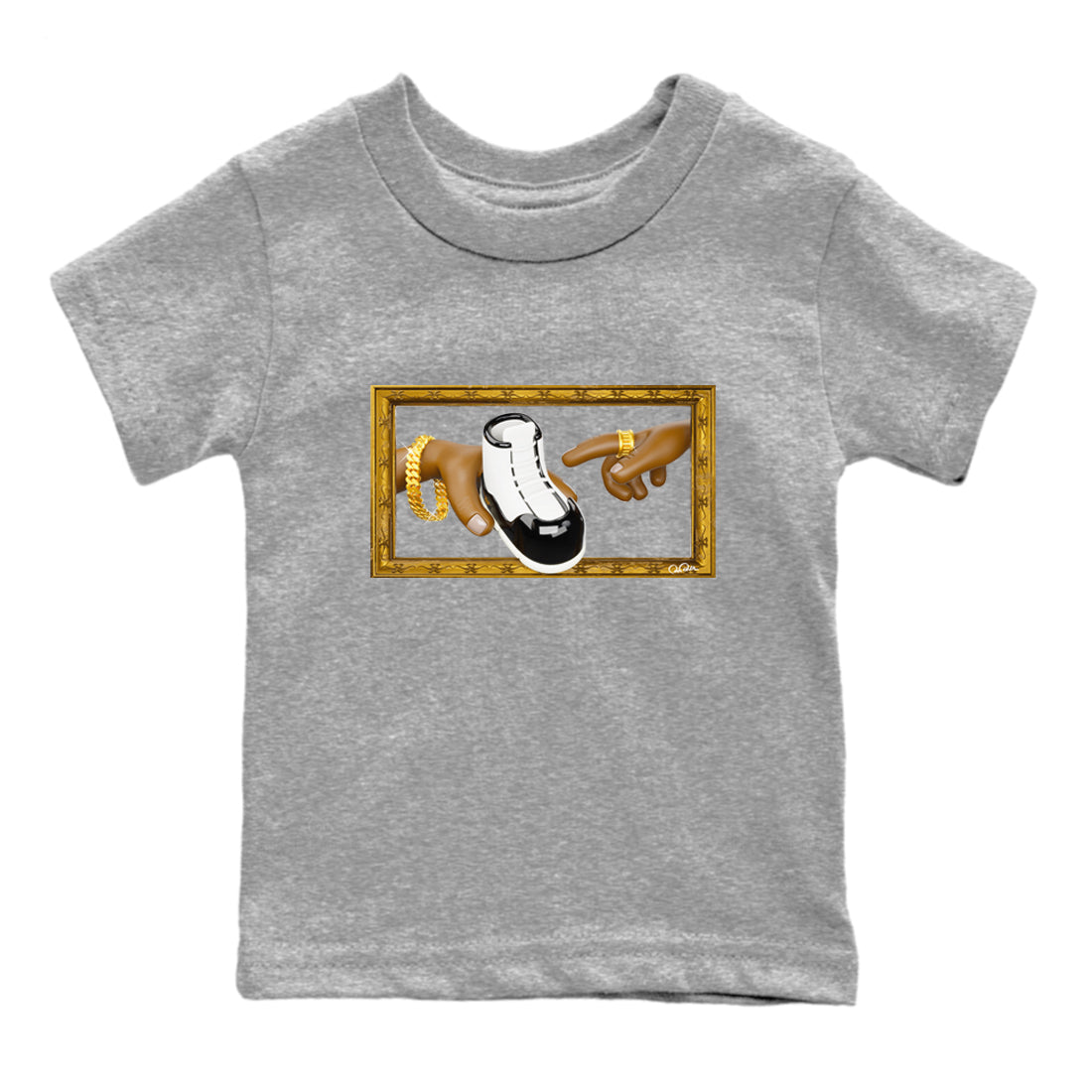 Air Jordan 11 Gratitude shirt to match jordans The Creation Of Adam sneaker tees AJ11 Gratitude Drip Gear Zone Baby Toddler Heather Grey 2 T-Shirt