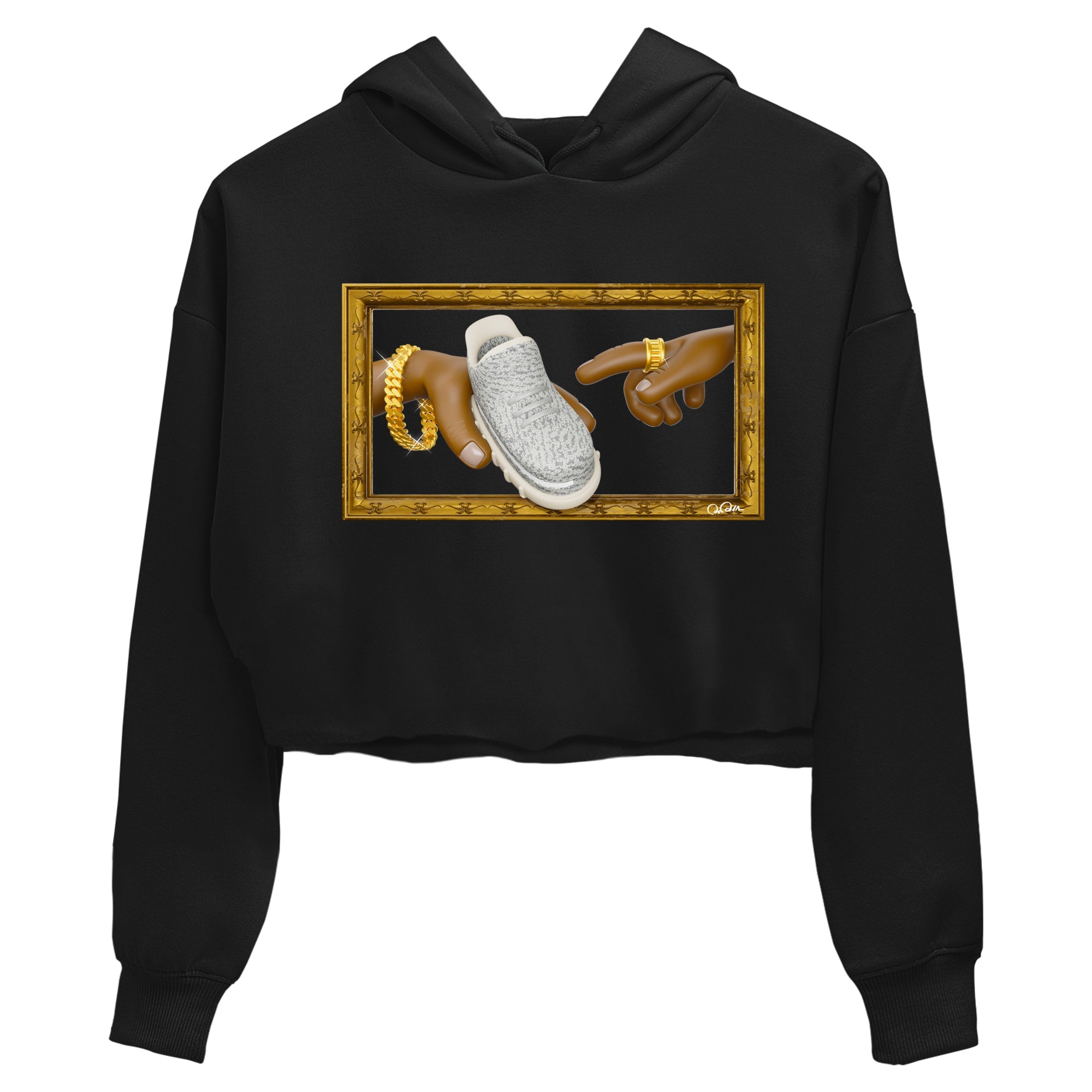 Yeezy 350 Static shirt to match jordans The Creation Of Adam sneaker tees Adidas Yeezy 350 Static Drip Gear Zone Black 2 Crop T-Shirt