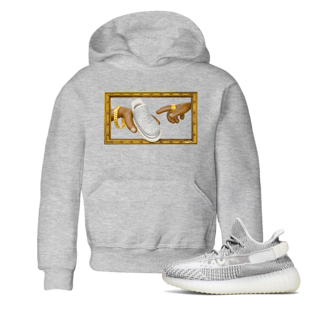 Yeezy 350 Static shirt to match jordans The Creation Of Adam sneaker tees Adidas Yeezy 350 Static Drip Gear Zone Baby Toddler Heather Grey 1 T-Shirt