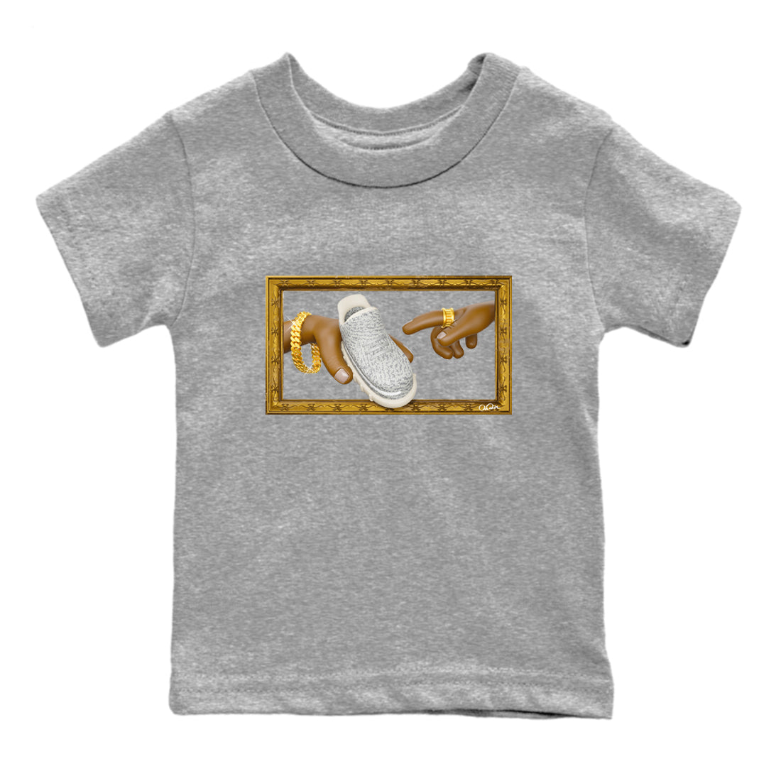 Yeezy 350 Static shirt to match jordans The Creation Of Adam sneaker tees Adidas Yeezy 350 Static Drip Gear Zone Baby Toddler Heather Grey 2 T-Shirt