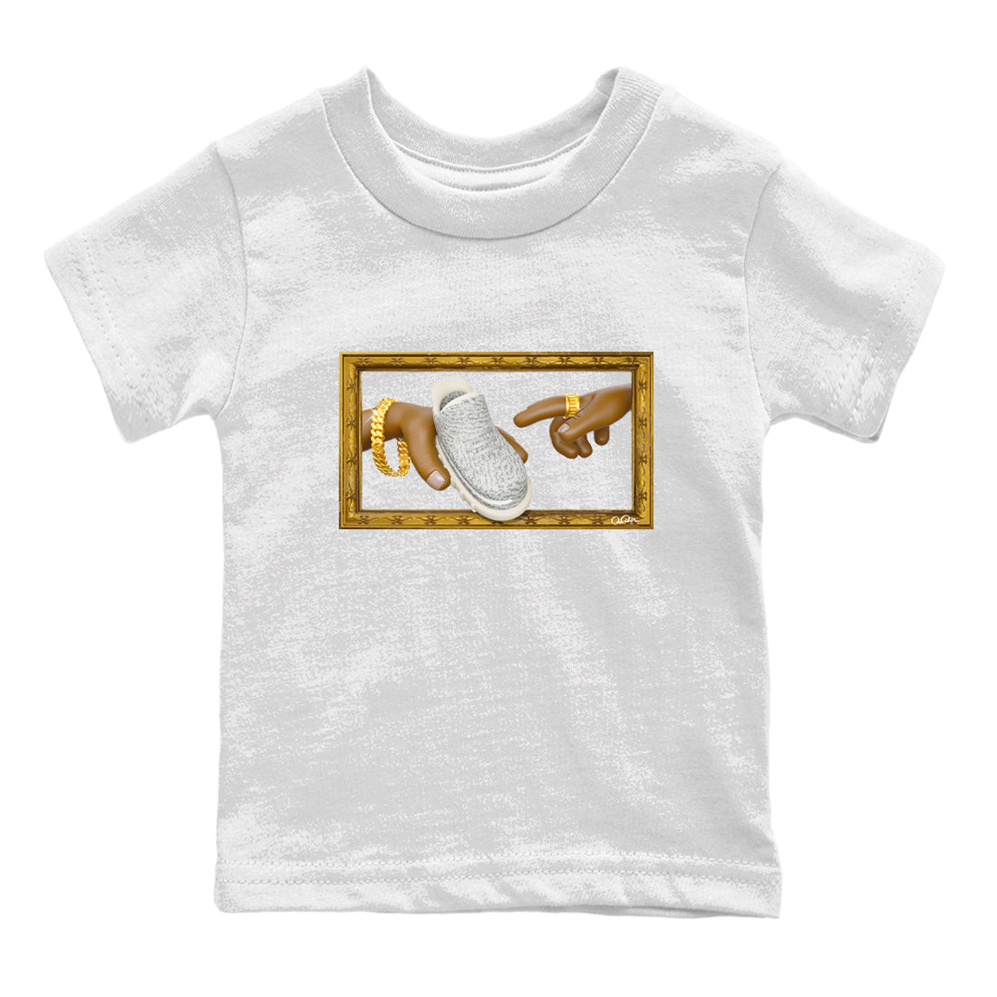 Yeezy 350 Static shirt to match jordans The Creation Of Adam sneaker tees Adidas Yeezy 350 Static Drip Gear Zone Baby Toddler White 2 T-Shirt
