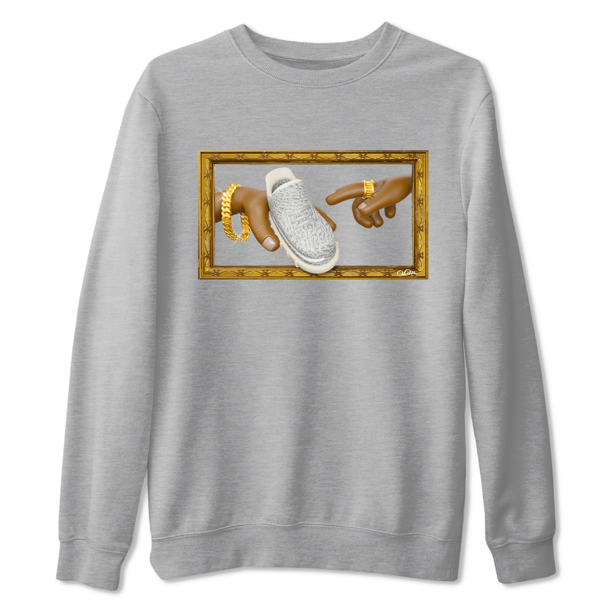 Yeezy 350 Static shirt to match jordans The Creation Of Adam sneaker tees Adidas Yeezy 350 Static Drip Gear Zone Unisex Heather Grey 2 T-Shirt