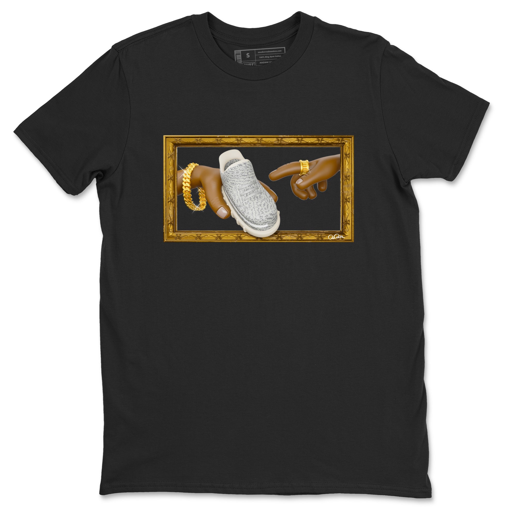 Yeezy 350 Static shirt to match jordans The Creation Of Adam sneaker tees Adidas Yeezy 350 Static Drip Gear Zone Unisex Black 2 T-Shirt