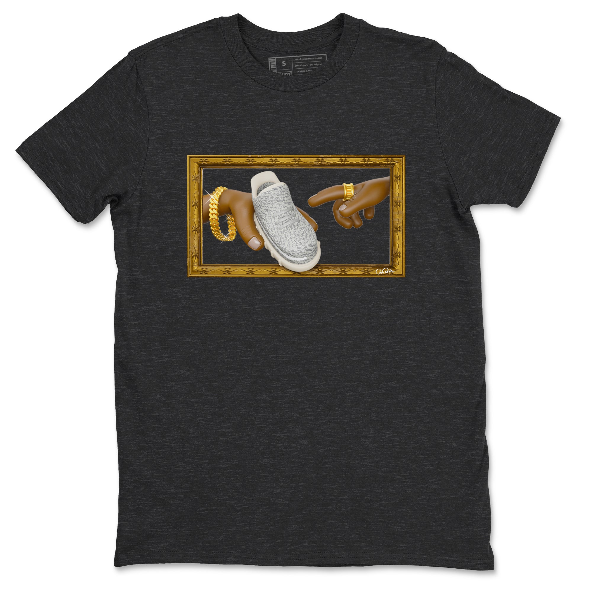 Yeezy 350 Static shirt to match jordans The Creation Of Adam sneaker tees Adidas Yeezy 350 Static Drip Gear Zone Unisex Charcoal Heather 2 T-Shirt