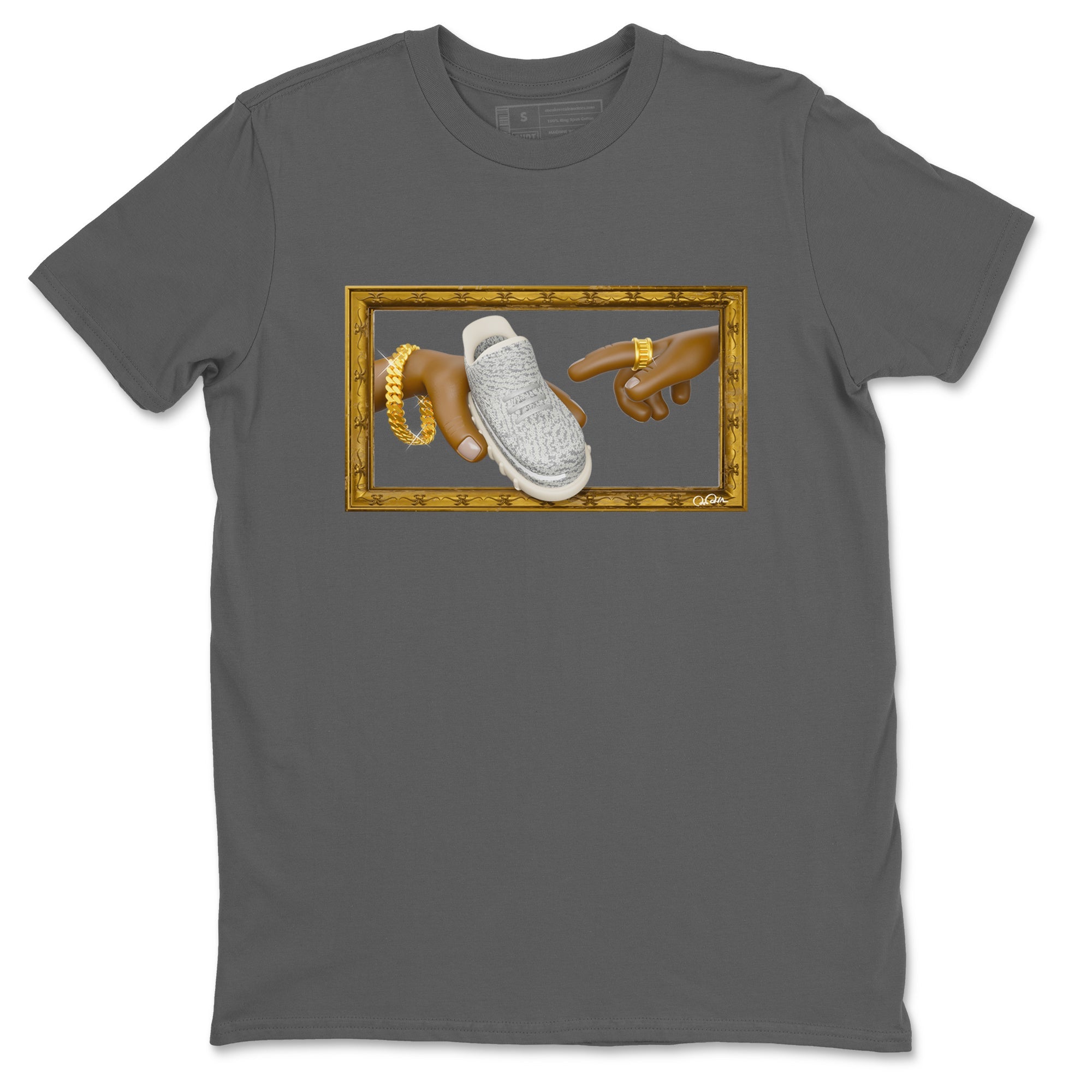 Yeezy 350 Static shirt to match jordans The Creation Of Adam sneaker tees Adidas Yeezy 350 Static Drip Gear Zone Unisex Cool Grey 2 T-Shirt