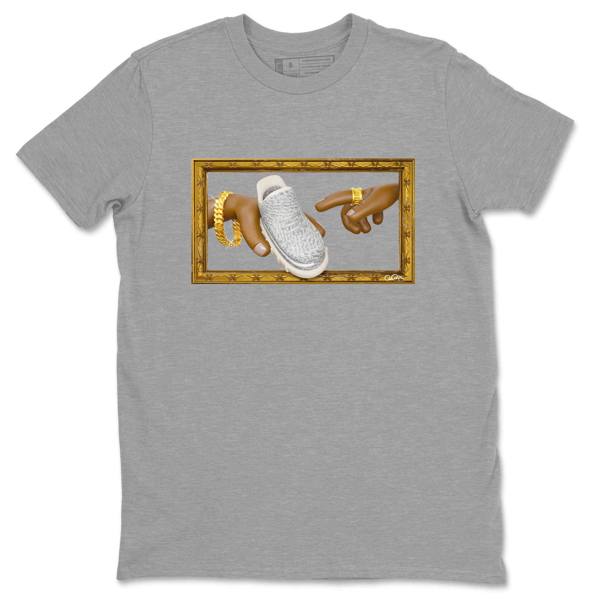 Yeezy 350 Static shirt to match jordans The Creation Of Adam sneaker tees Adidas Yeezy 350 Static Drip Gear Zone Unisex Heather Grey 2 T-Shirt
