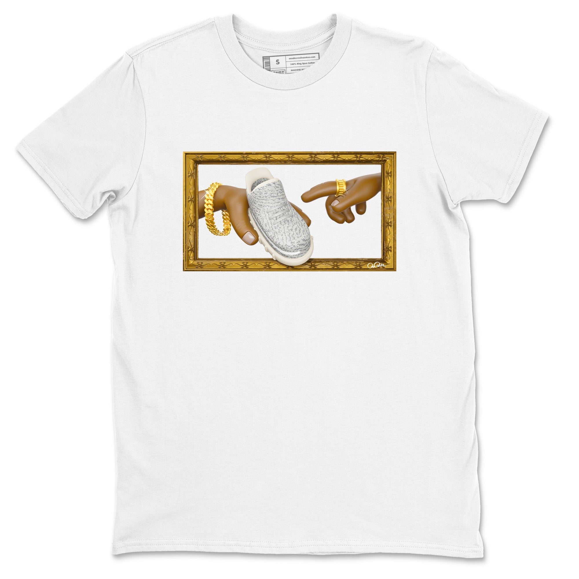 Yeezy 350 Static shirt to match jordans The Creation Of Adam sneaker tees Adidas Yeezy 350 Static Drip Gear Zone Unisex White 2 T-Shirt