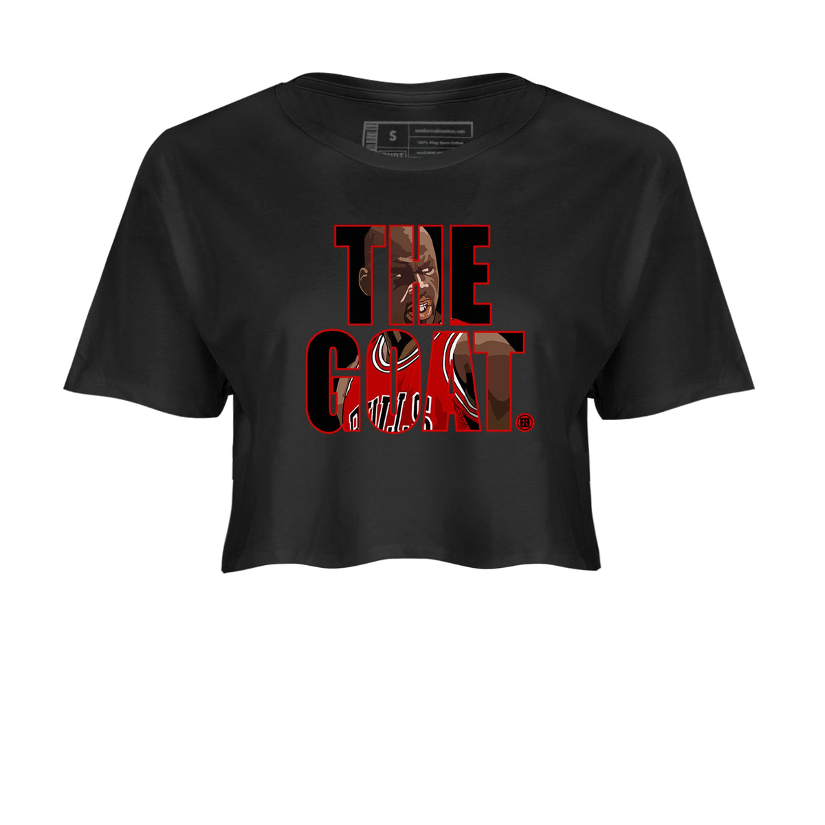 1s Black Toe Reimagined shirts to match jordans The Goat sneaker match tees Air Jordan 1 Black Toe Reimagined match shoes to clothes Drip Gear Zone unisex cotton Black 2 crop tee
