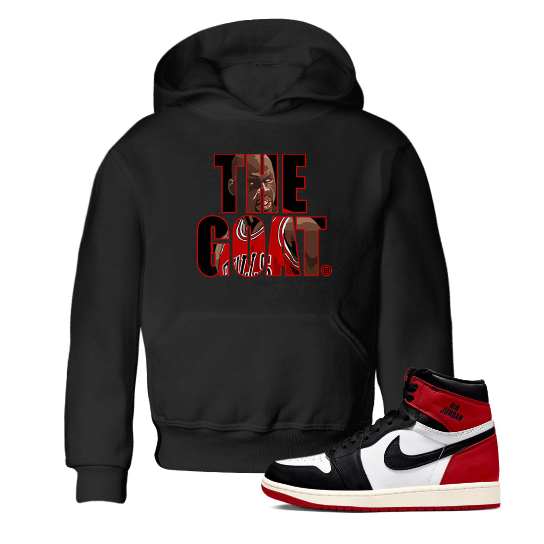 1s Black Toe Reimagined shirts to match jordans The Goat sneaker match tees Air Jordan 1 Black Toe Reimagined match shoes to clothes Drip Gear Zone Youth Baby Black 1 tee