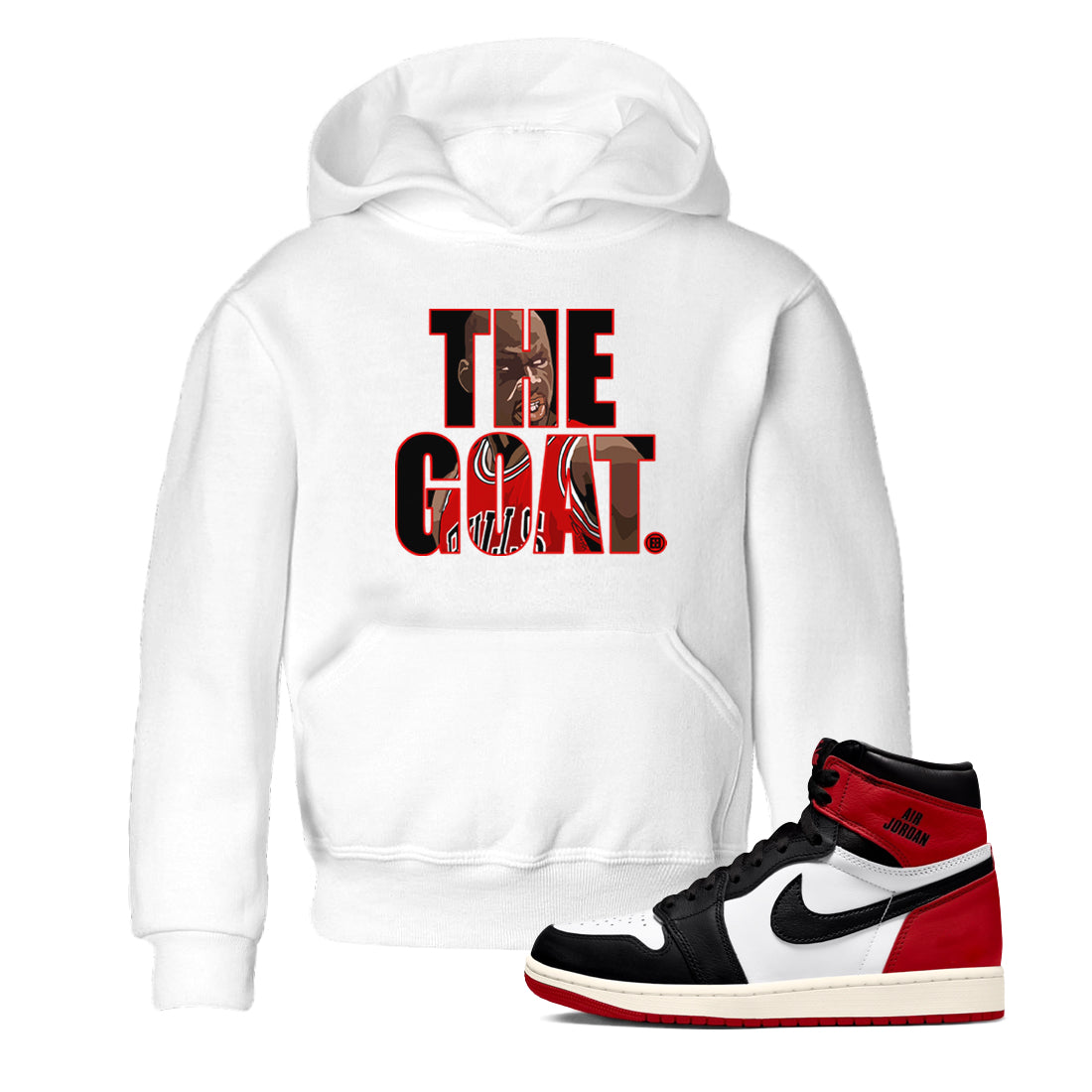 1s Black Toe Reimagined shirts to match jordans The Goat sneaker match tees Air Jordan 1 Black Toe Reimagined match shoes to clothes Drip Gear Zone Youth Baby White 1 tee