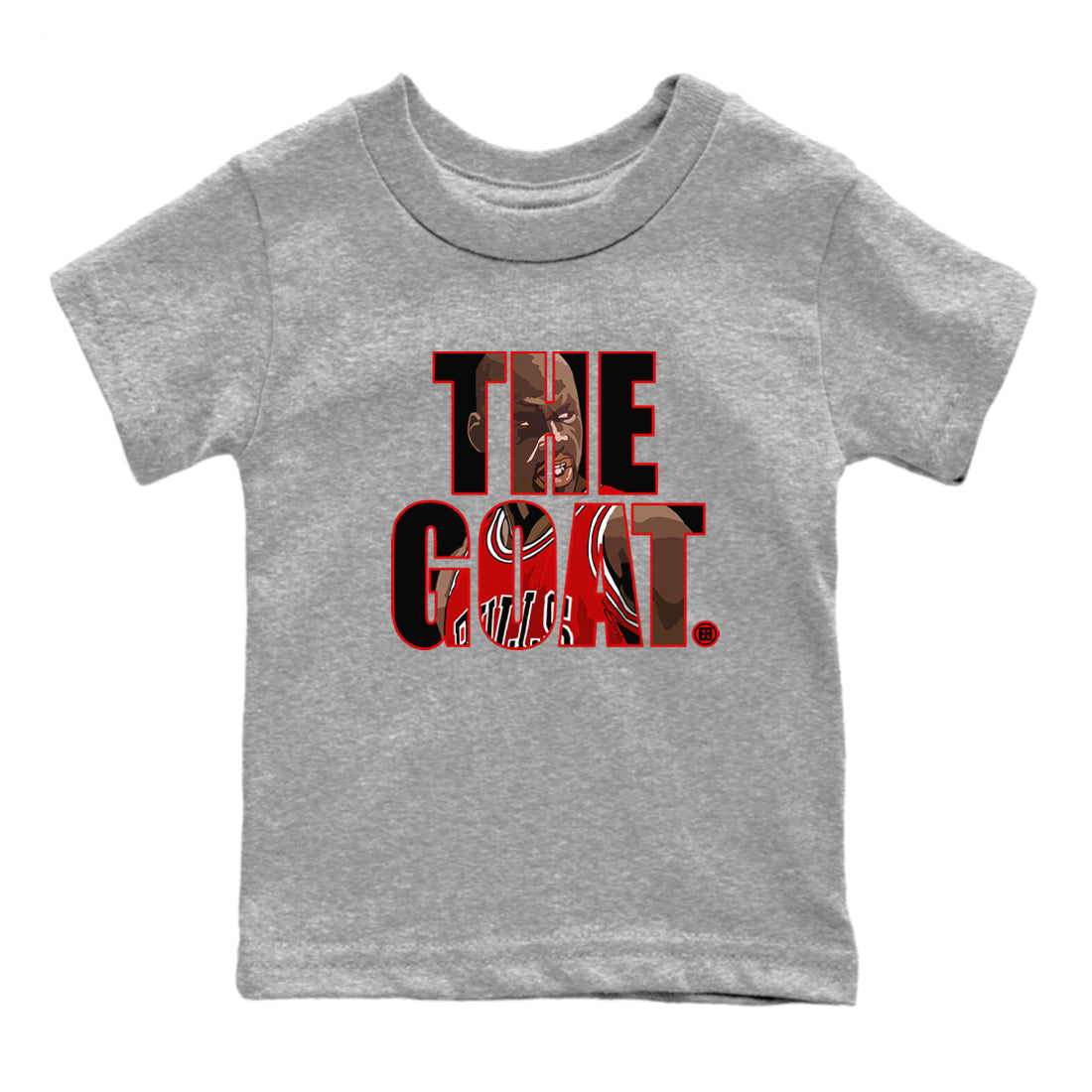 1s Black Toe Reimagined shirts to match jordans The Goat sneaker match tees Air Jordan 1 Black Toe Reimagined match shoes to clothes Drip Gear Zone Youth Baby Heather Grey 2 tee