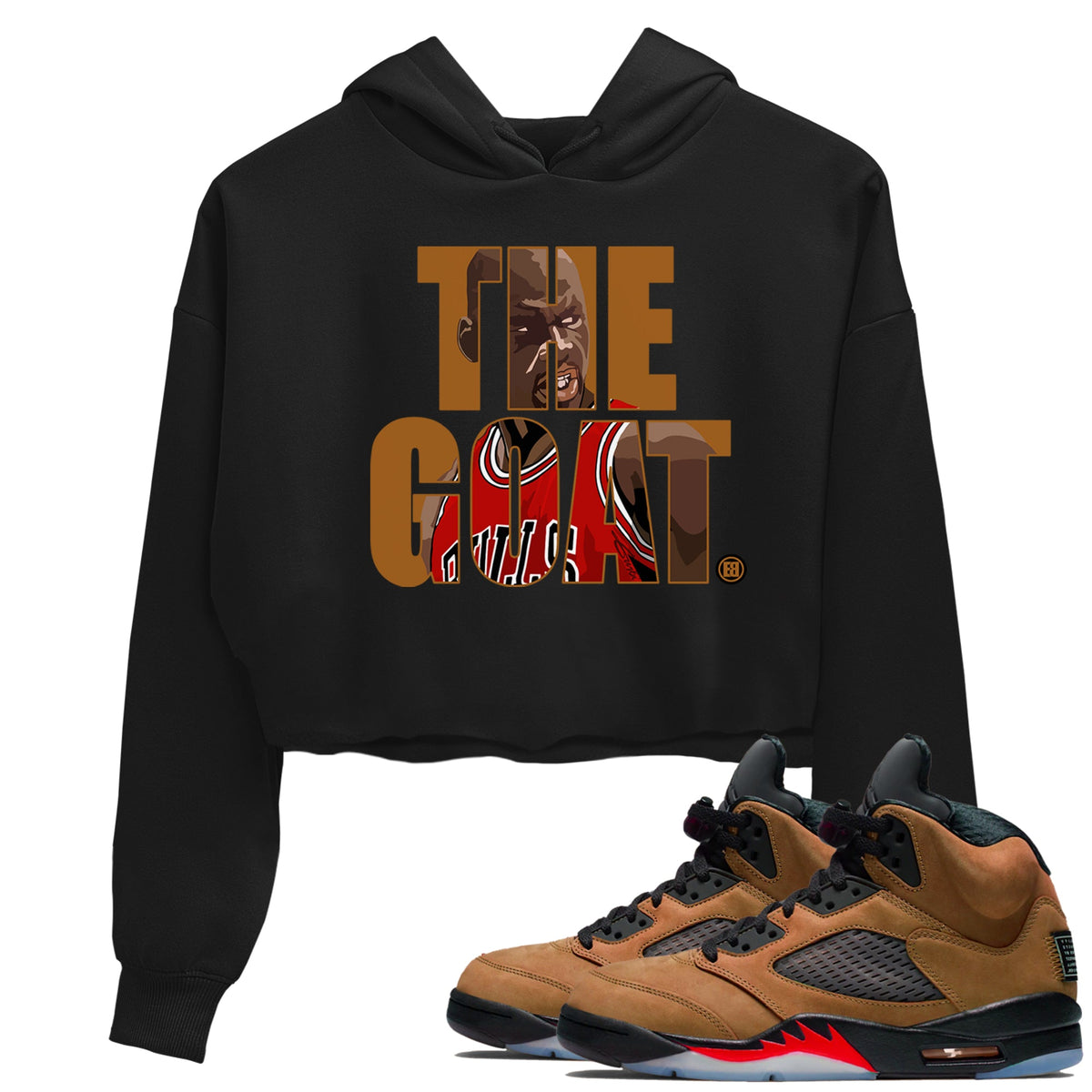 5s Archaeo Brown shirts to match jordans The Goat sneaker match tees Air Jordan 5 Archaeo Brown match shoes to clothes Drip Gear Zone unisex cotton Black 1 crop tee